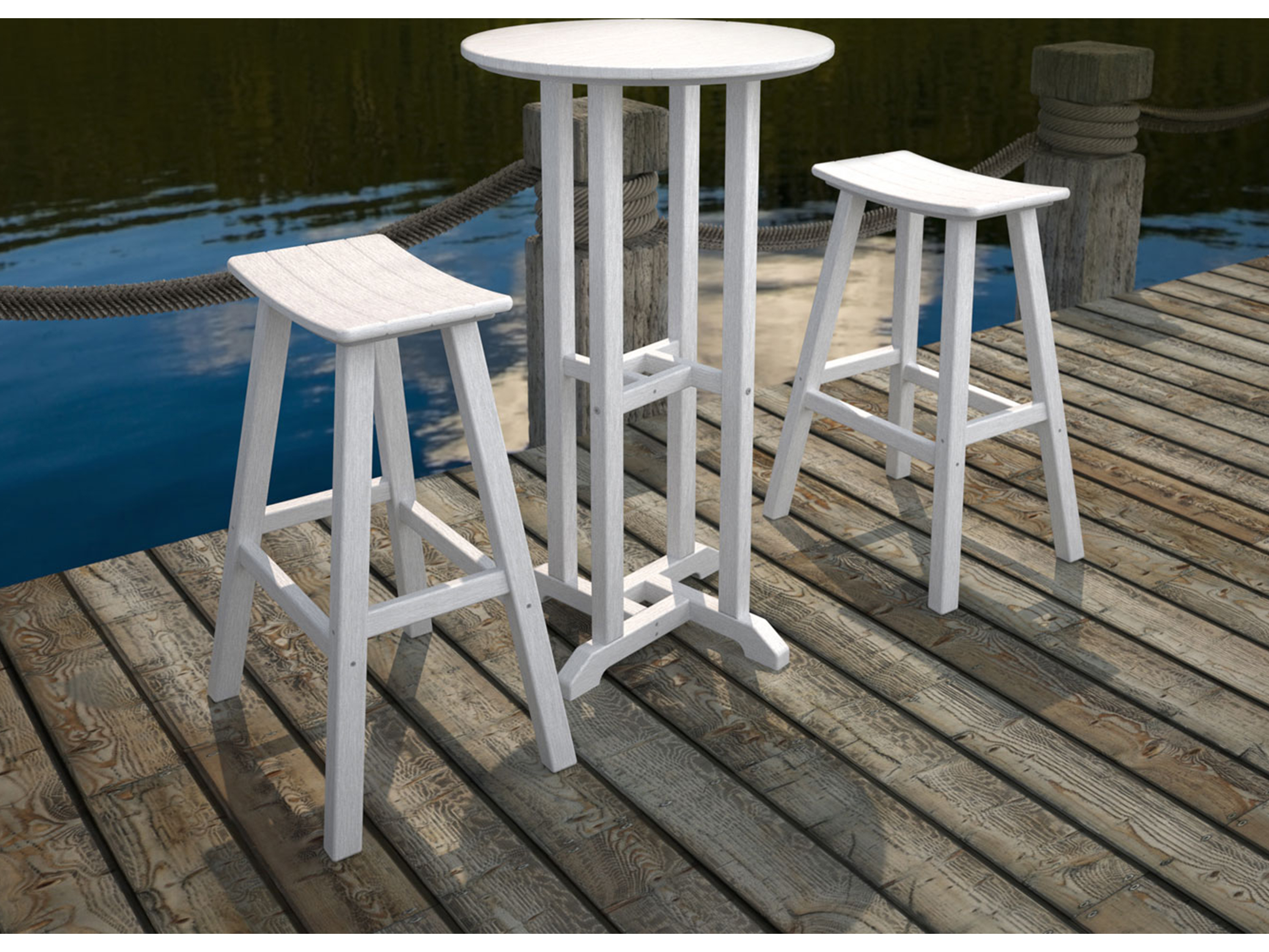 POLYWOOD® Traditional Recycled Plastic Round Patio Bar Height Table