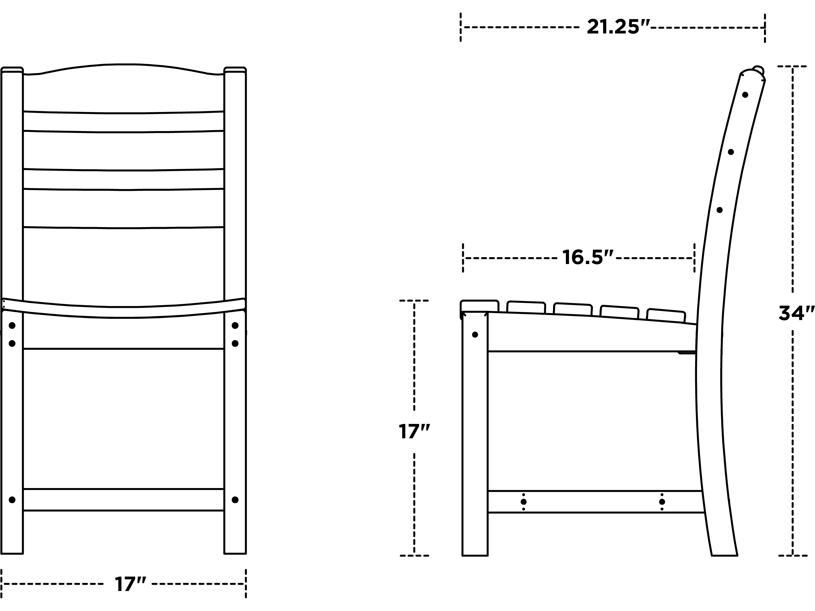 POLYWOOD® La Casa Recycled Plastic Cafe Outdoor Dining Chair PWTD100