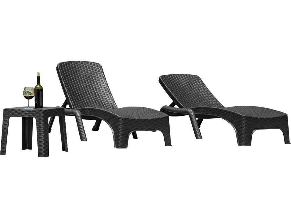 Rainbow Outdoor Roma Resin Wicker Anthracite 3 Piece Lounge Set