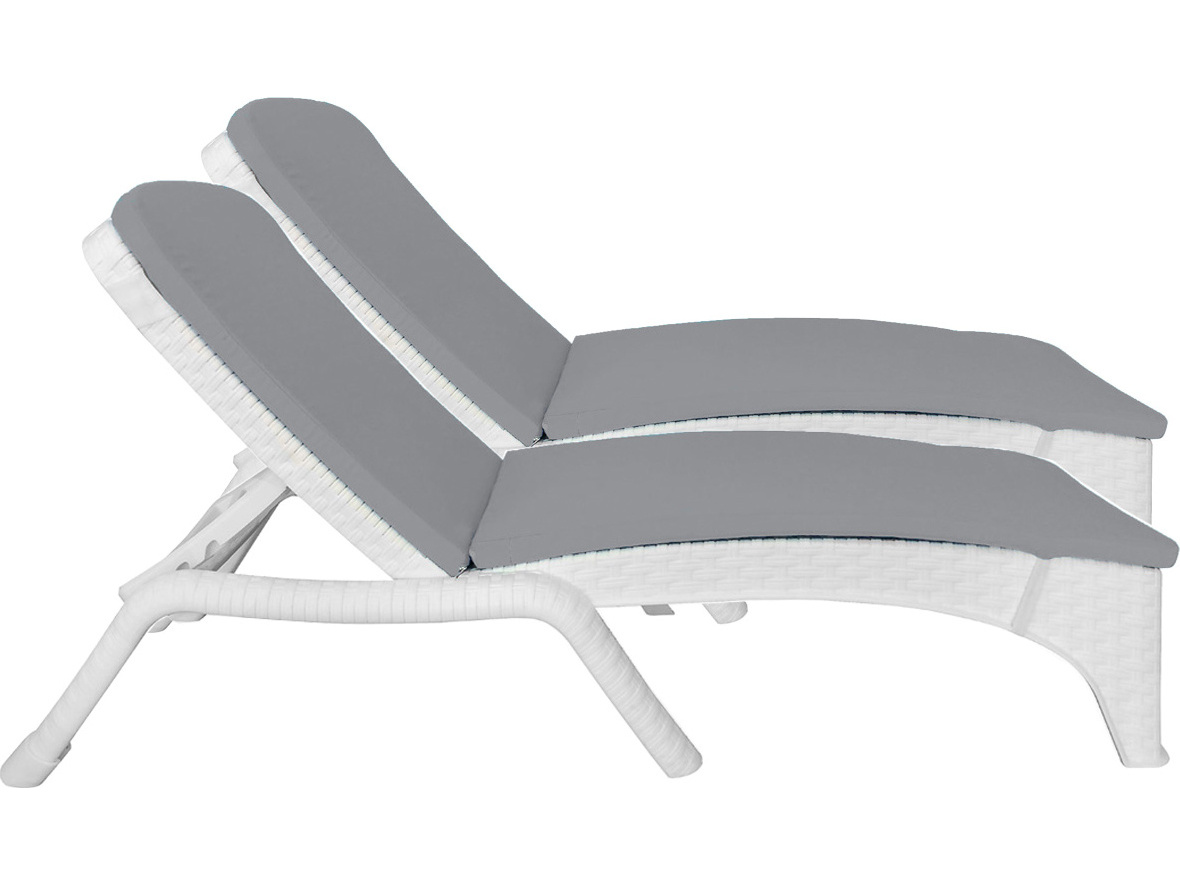 Rainbow Outdoor Roma Resin Wicker White Stackable Chaise Lounge with