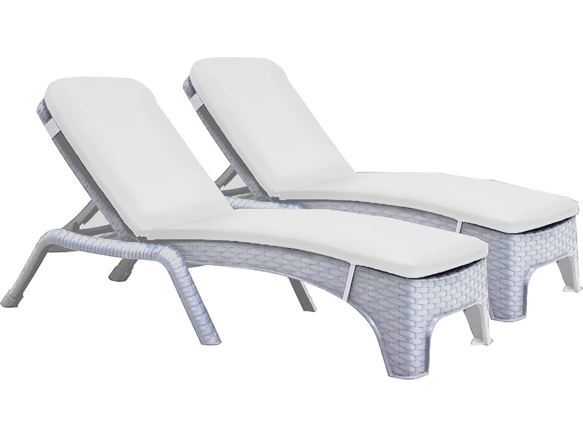 Rainbow Outdoor Roma Resin Wicker White Stackable Chaise Lounge with