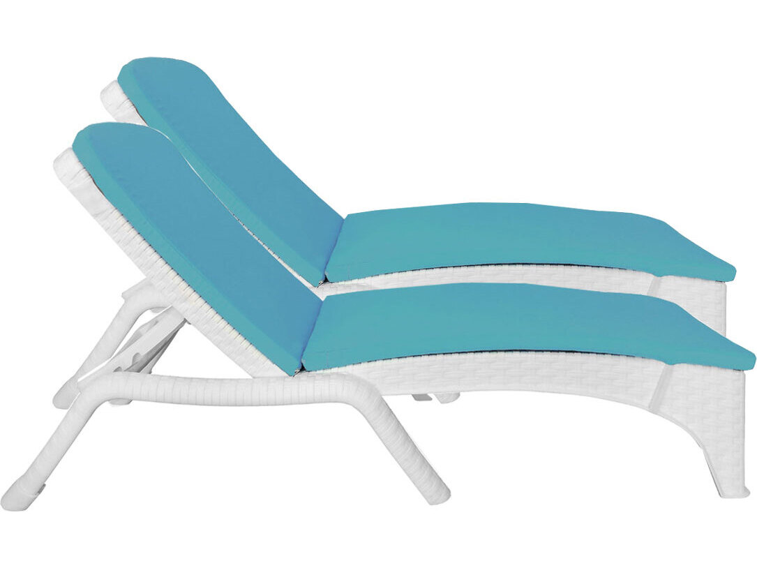 Rainbow Outdoor Roma Resin Wicker White Stackable Chaise Lounge with