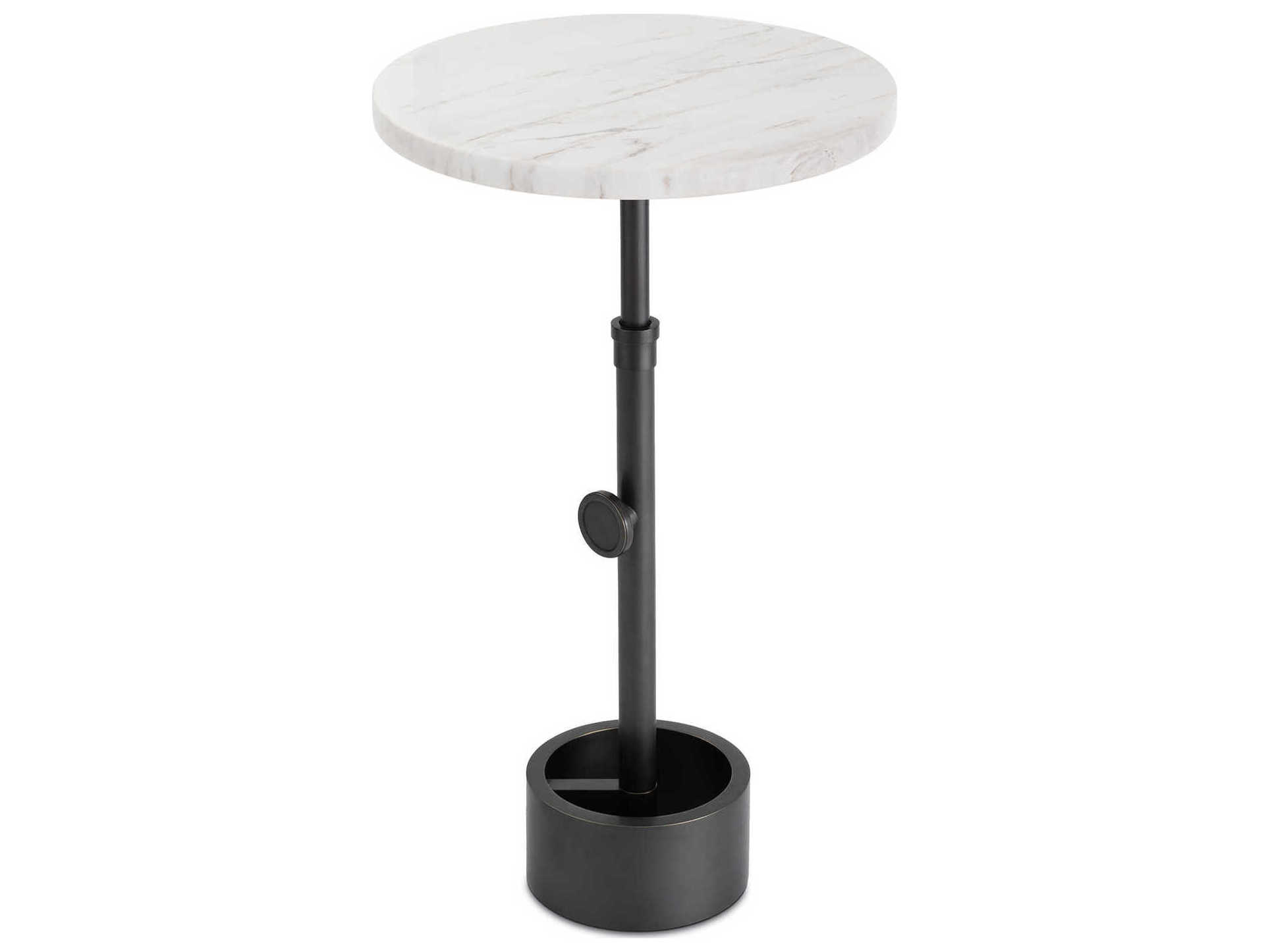 Regina Andrew Myles 13" Round Marble Oil Rubbed Bronze End Table