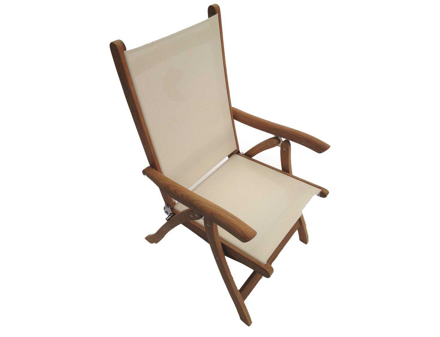 Royal Teak Collection Florida White Sling Adjustable Folding Patio