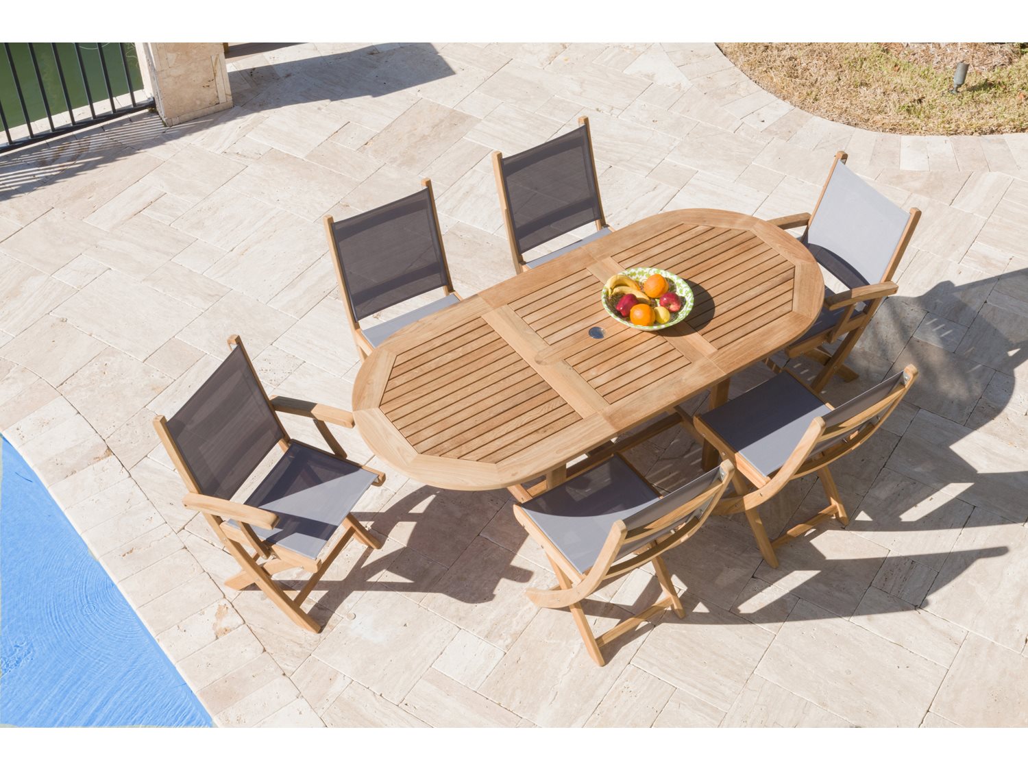 Royal Teak Collection Sailmate Outdoor Patio Dining Set RLSLMTEDINSET8