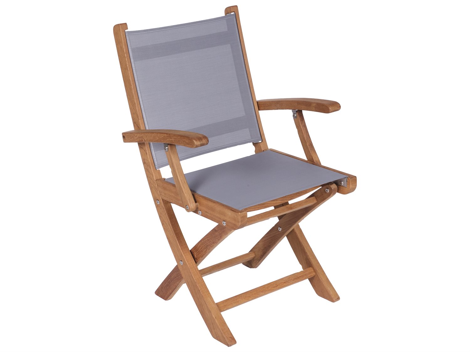 Royal Teak Collection Sailmate Folding Arm Chair Gray Sling SMCG