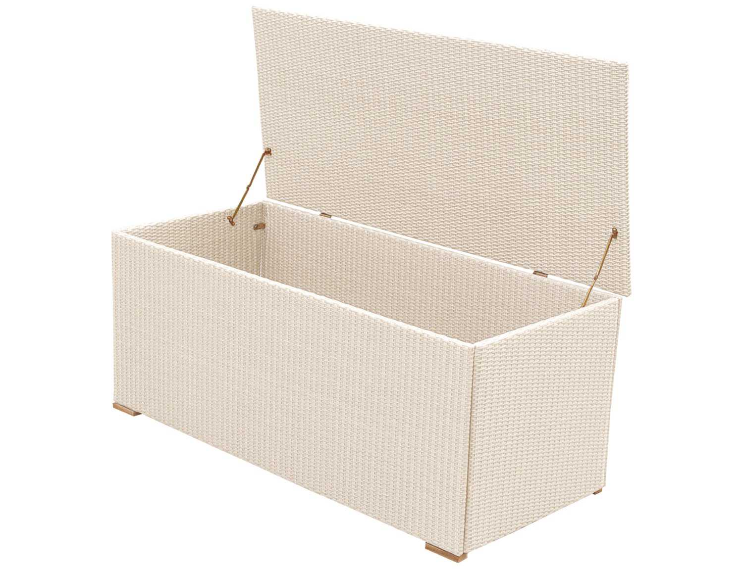 Royal Teak Collection 58 x 29 White Wicker Storage Box RLWBXW