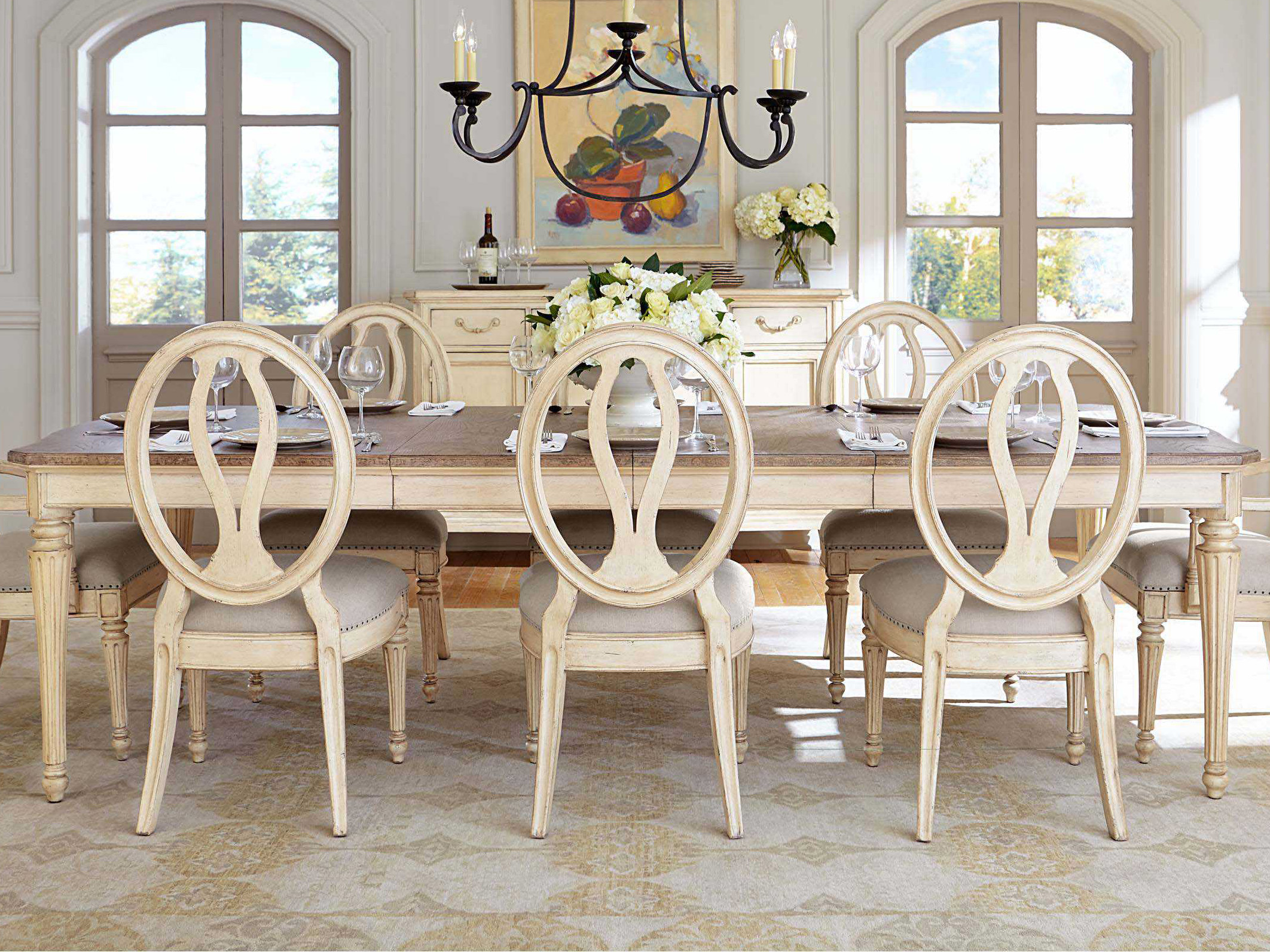 Stanley Furniture European Cottage Vintage White & White Oak 70'' x 48