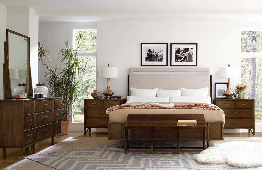 Stanley Furniture Santa Clara Burnished Walnut Queen Upholstered Bed