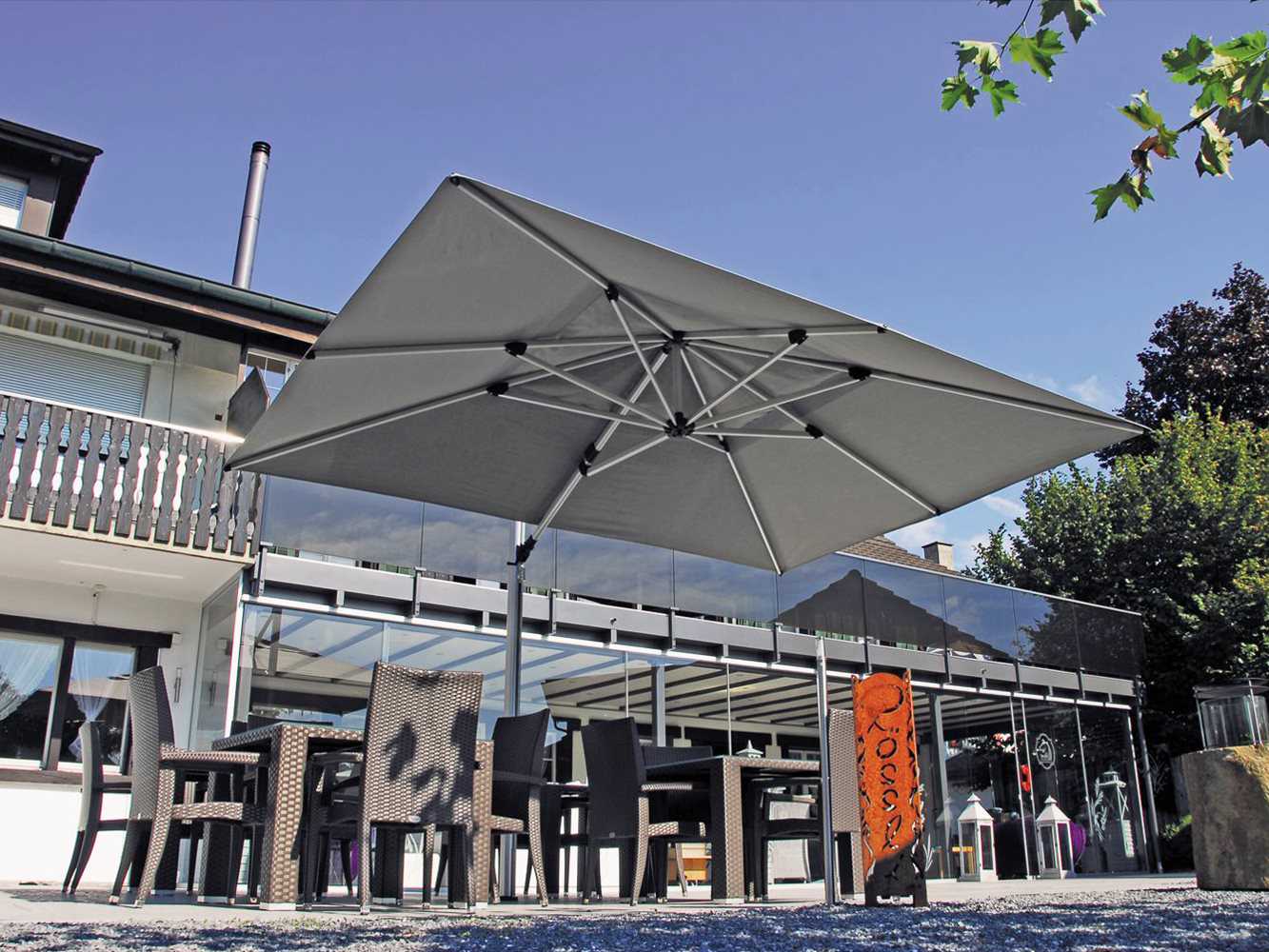 Shademaker Polaris Aluminum 9'9 Crank Lift Offset Square Umbrella