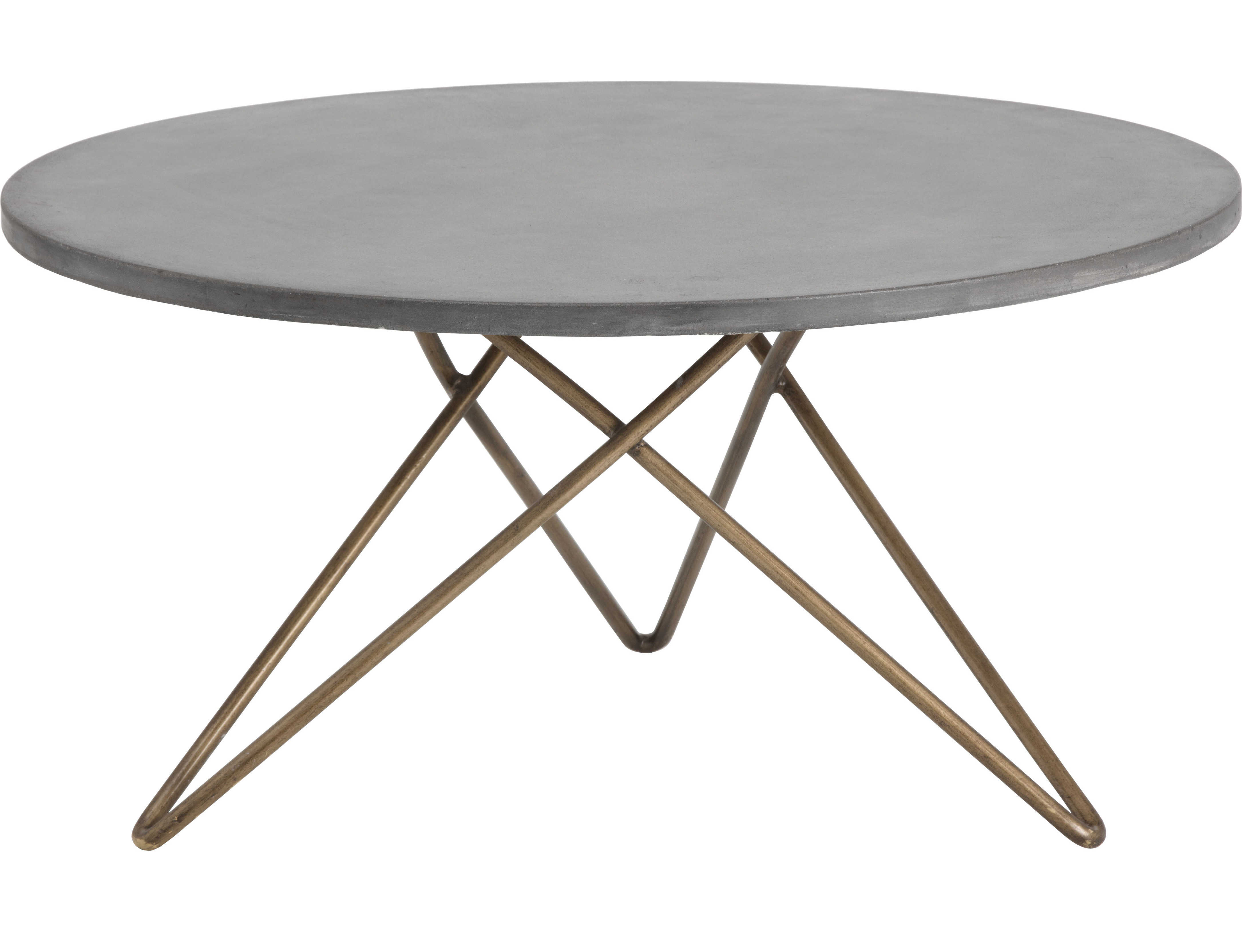 Sunpan Modern Home Mixt Grey / Antique Brass 35'' Wide Round Coffee