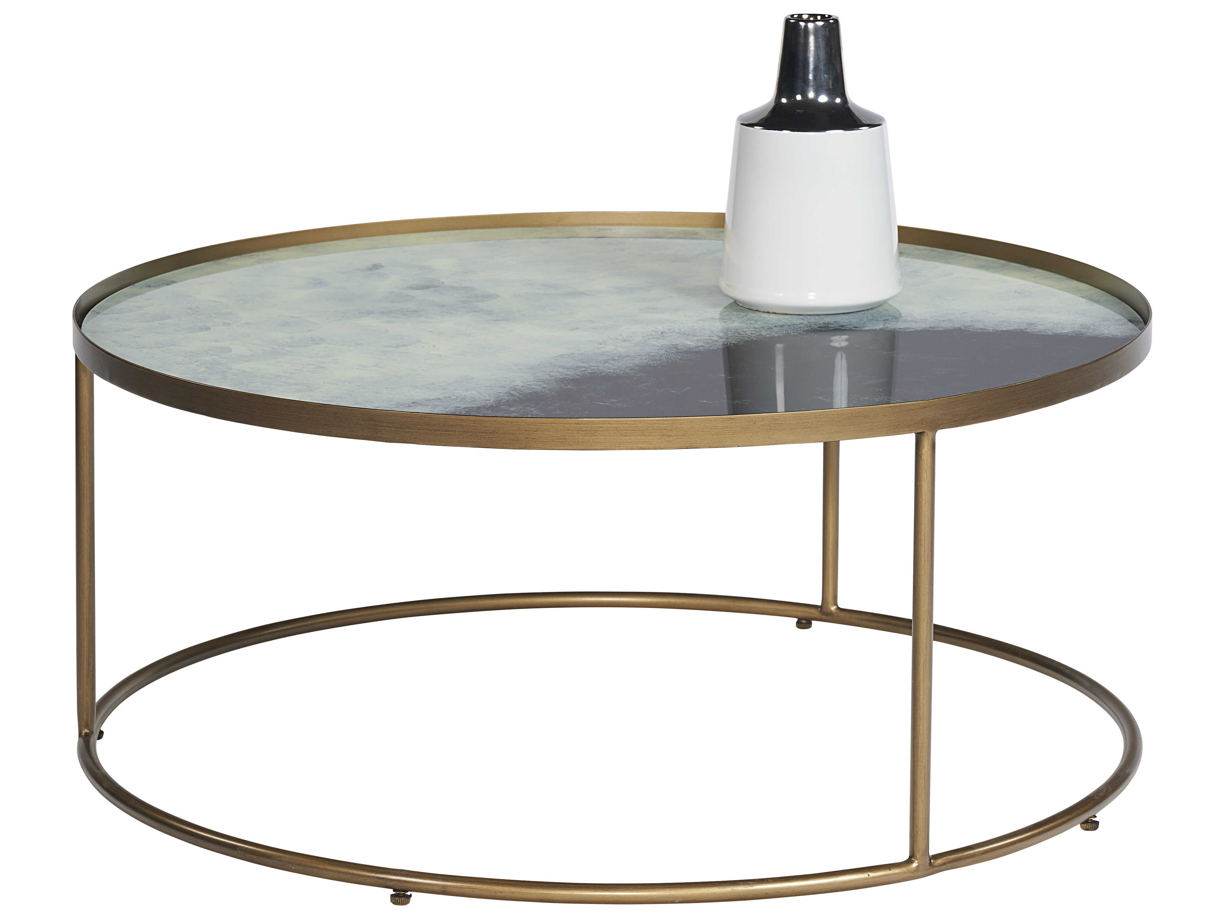 Sunpan Modern Home Mixt Antique Brass 35'' Wide Round Coffee Table