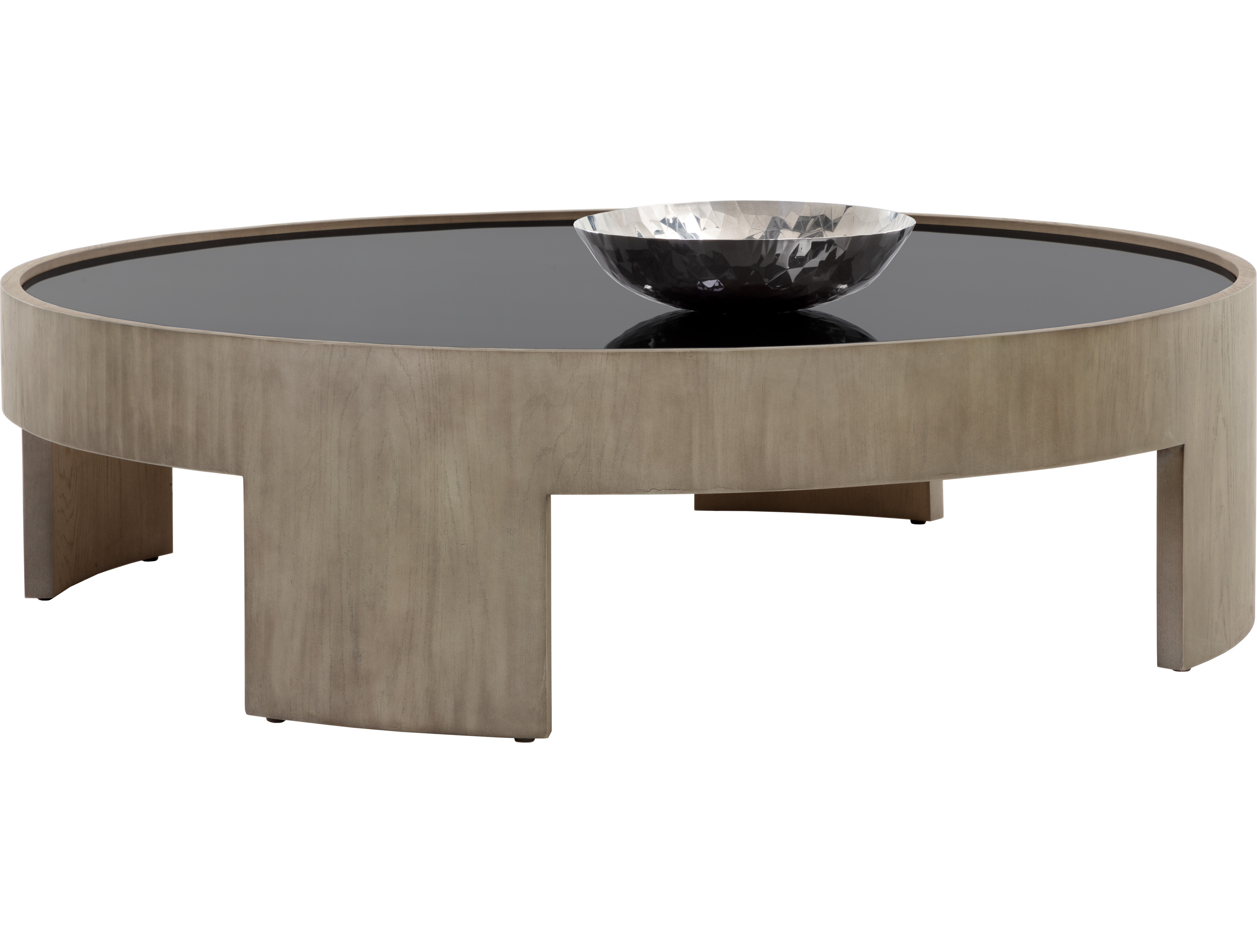 Sunpan Westport 55" Round Glass Smoked Ash Grey Coffee Table SPN110512