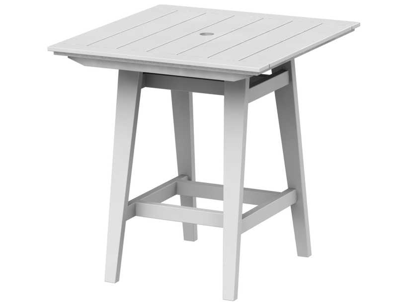 Seaside Casual Mad Recycled Plastic Square Outdoor Patio Bar Table with