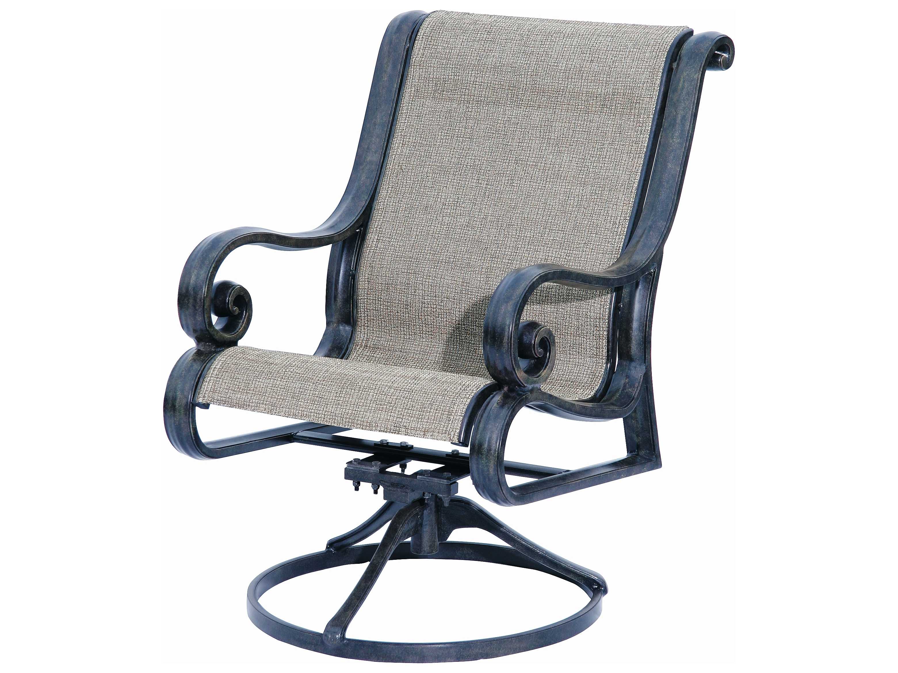 Suncoast San Marco Sling Cast Aluminum Arm Swivel Rocker High Back