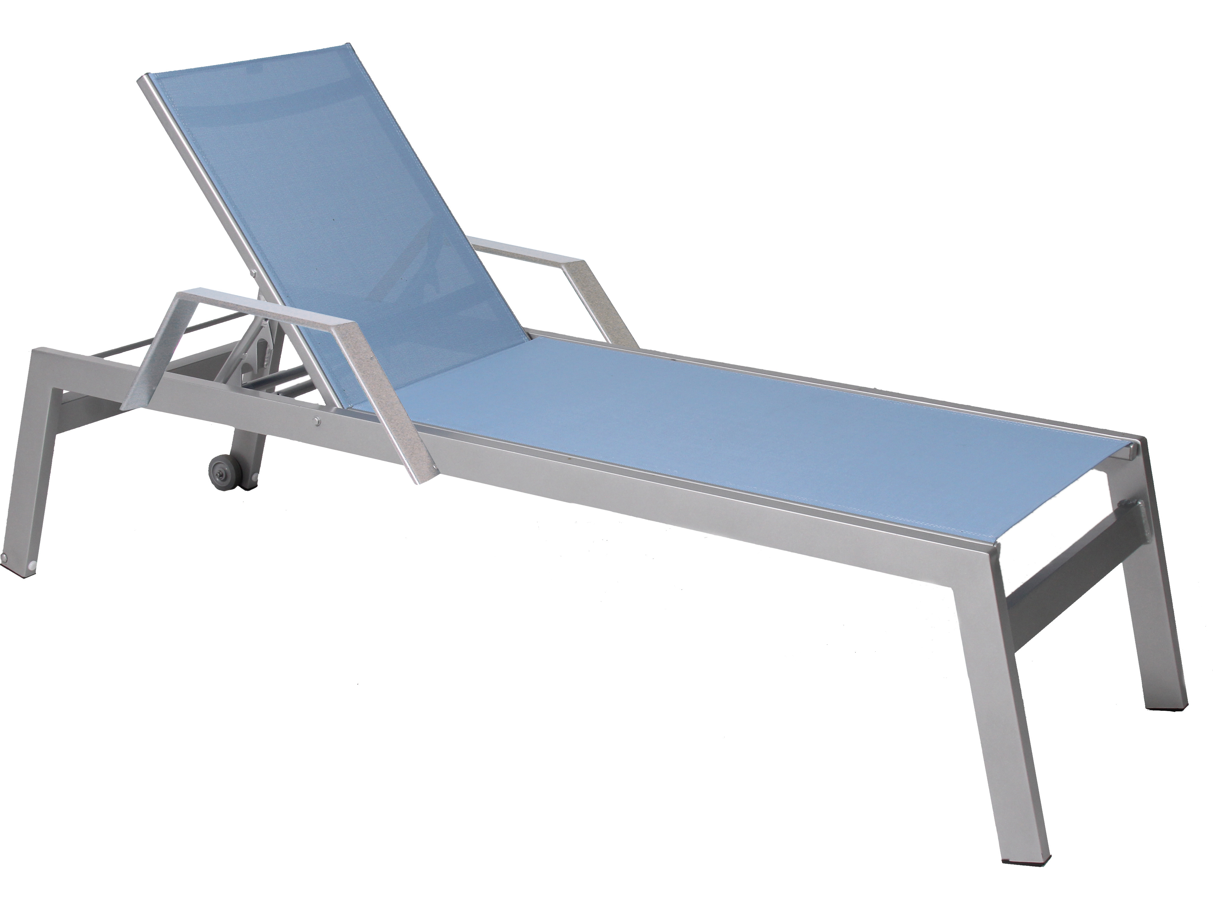Suncoast Vectra Rise Sling Aluminum Chaise Lounge Arms with Wheels E423