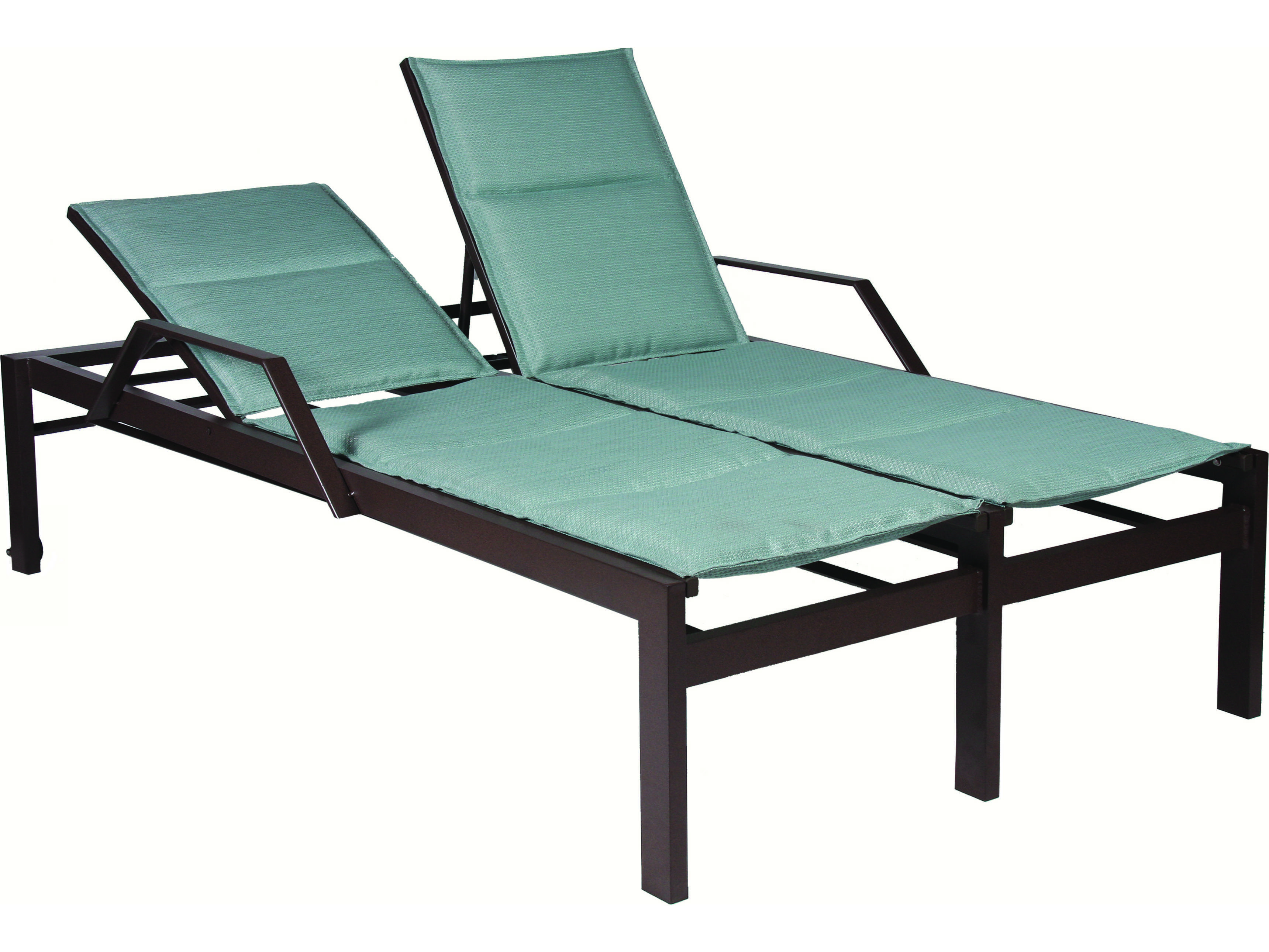 Suncoast Vectra Bold Sling Cast Aluminum Double Chaise Lounge with