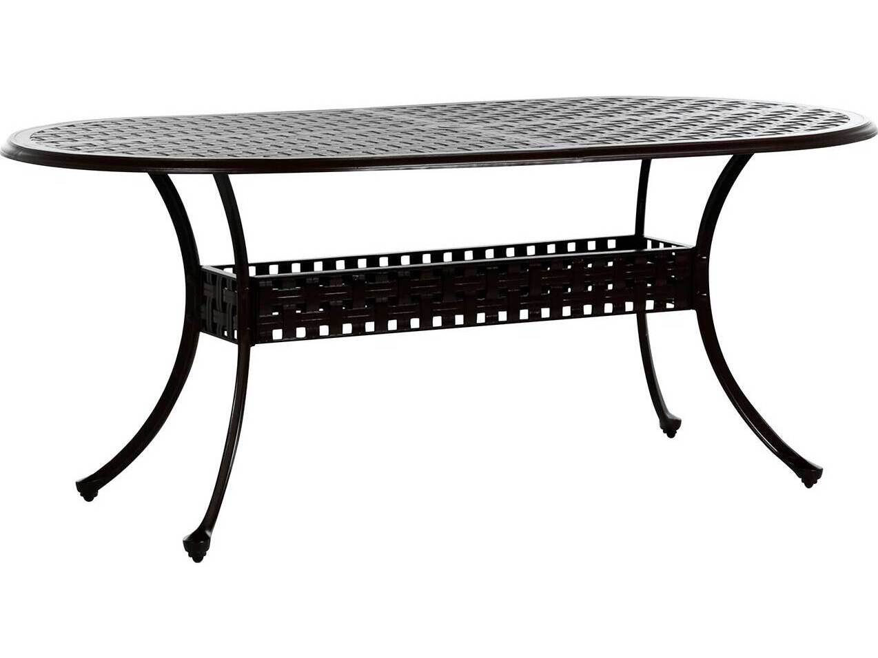 Summer Classics Double Lattice Cast Aluminum Oval Outdoor Patio Dining