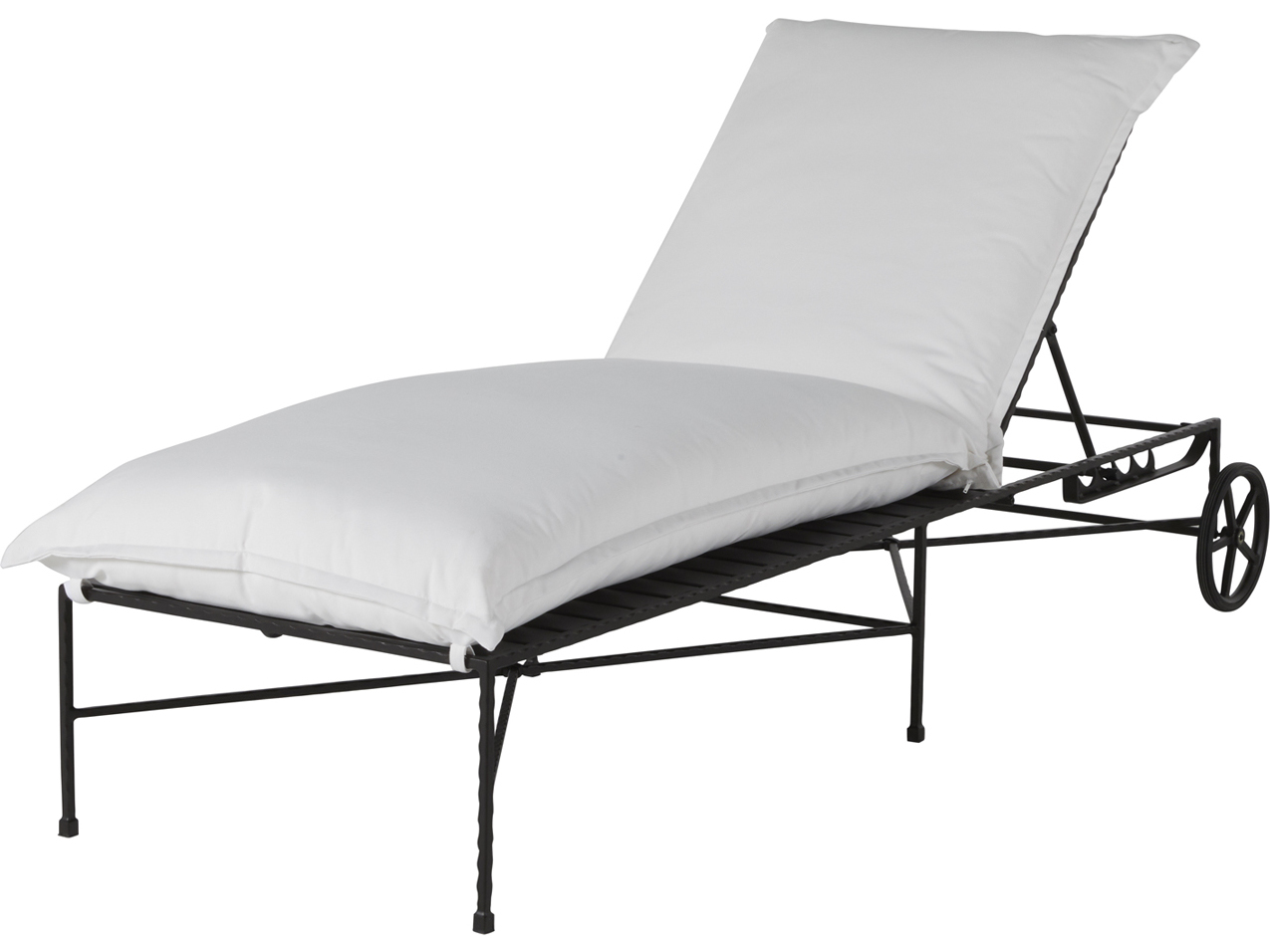 Summer Classics Italia Wrought Iron Black Hammered Chaise Lounge