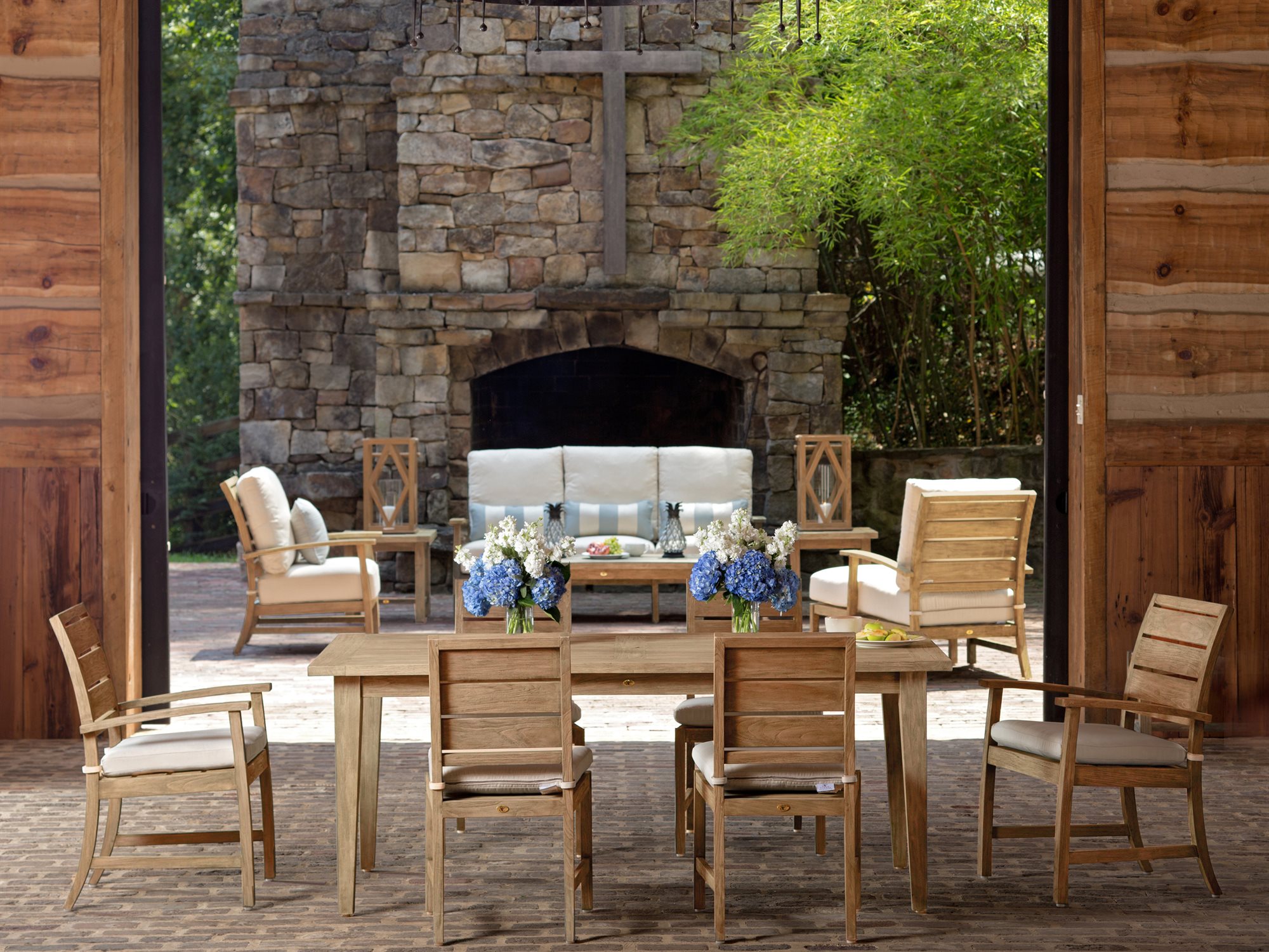Teak Outdoor Furniture Charleston Sc Summer Classics Charleston Teak Natural Dining Set SUMCHRLSTNEDINSET