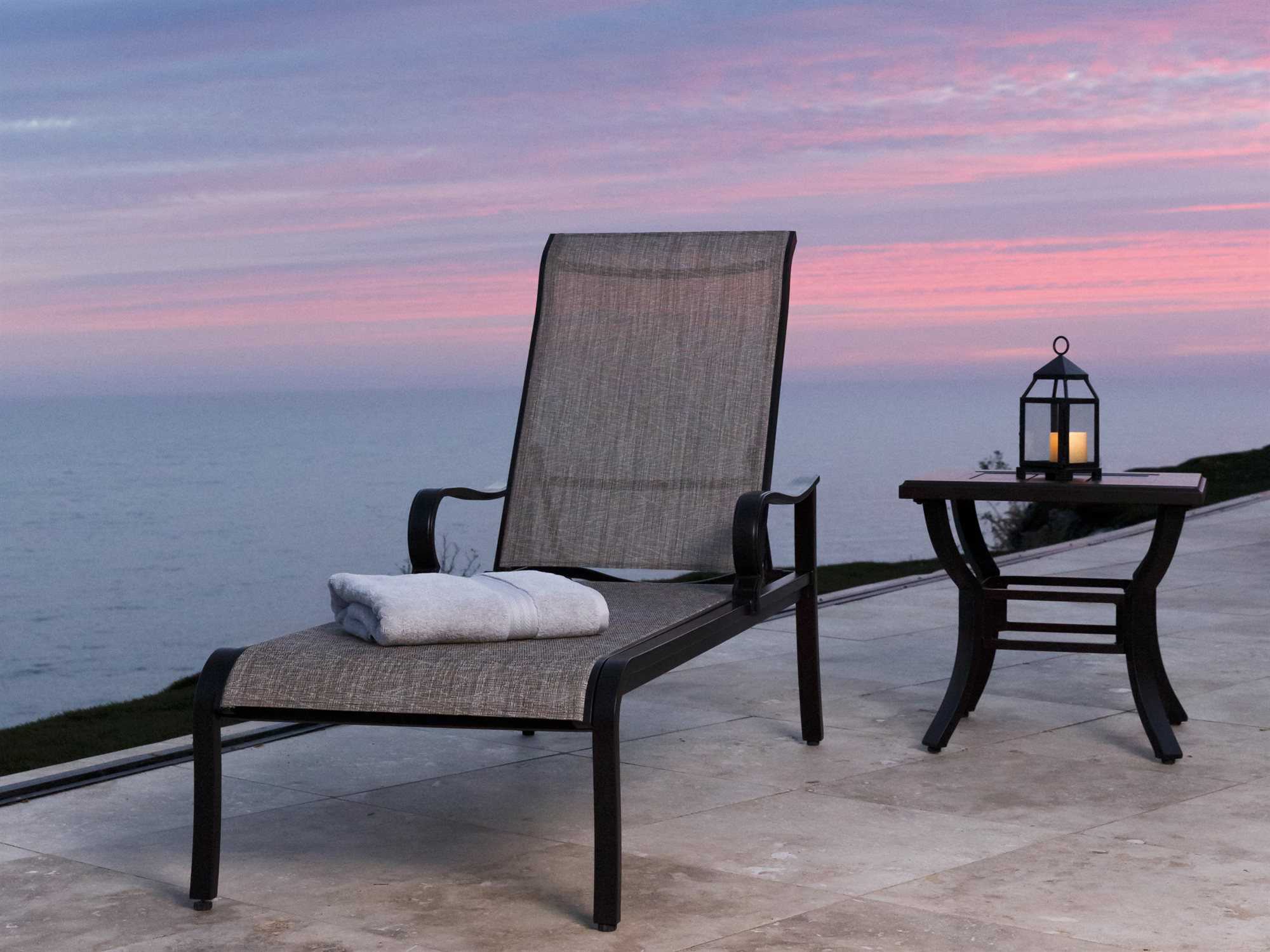 Sunvilla Laurel Sling Aluminum Chaise in Pompass Brass | A121100-01-CSCQ