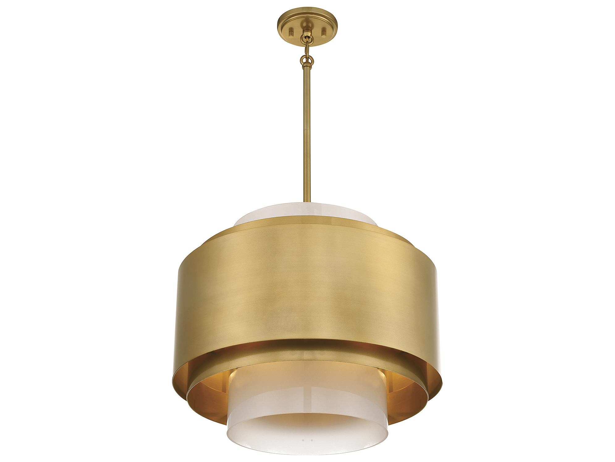 Savoy House Beacon 20" 4Light Burnished Brass White Glass Pendant