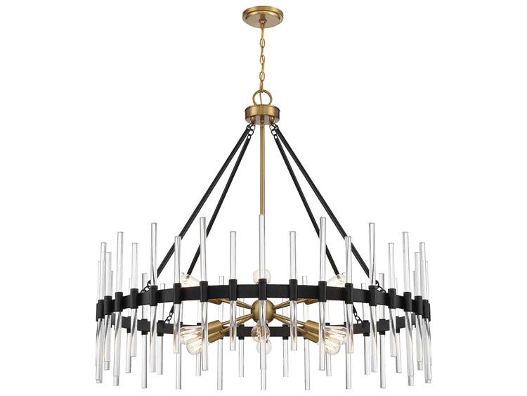 Savoy House Santiago 12Light Matte Black Warm Brass Crystal Sputnik