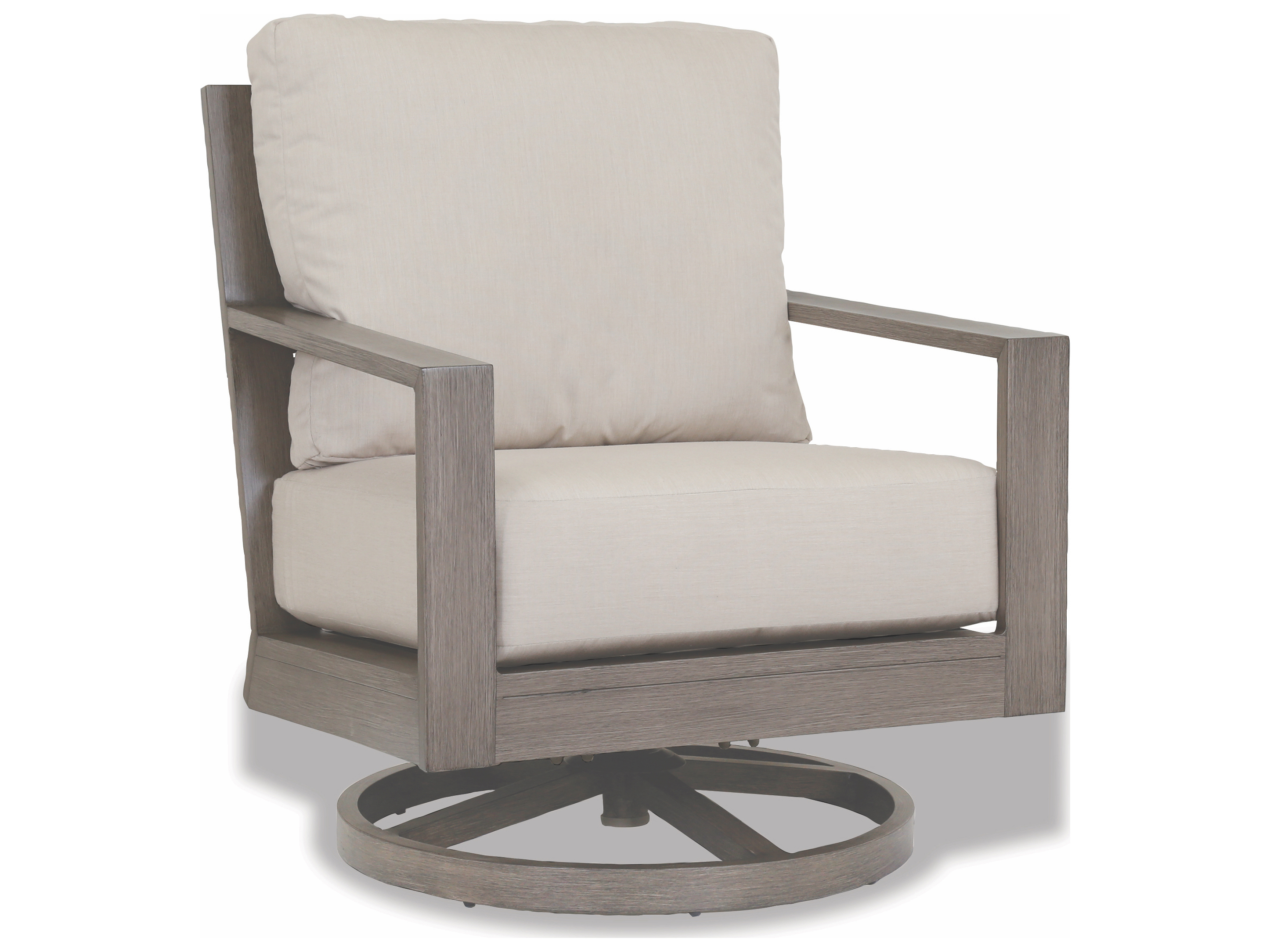 Sunset West Laguna Aluminum Driftwood Swivel Lounge Chair in Canvas