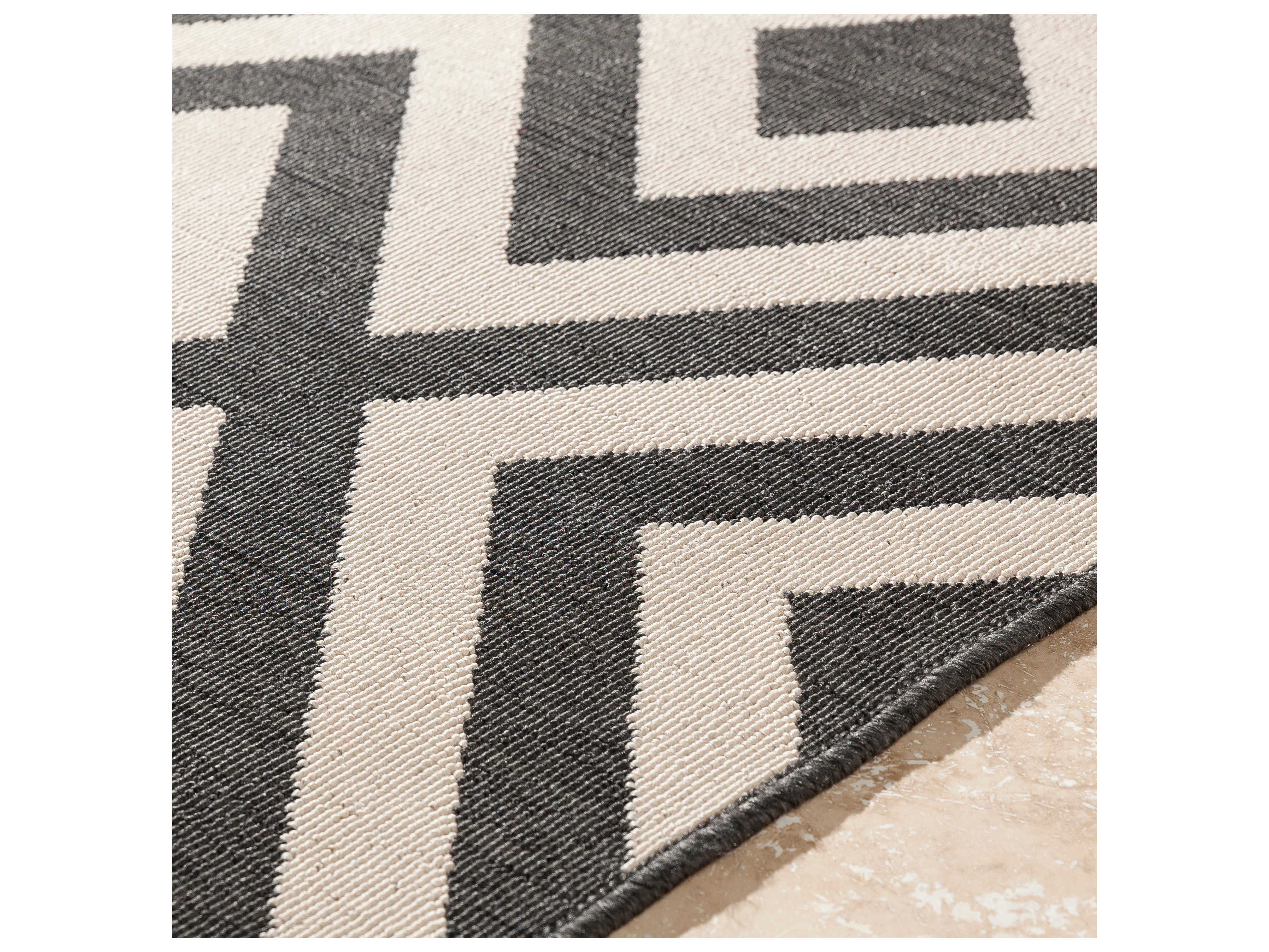 Surya Alfresco Rectangular Black & Cream Runner Rug SYALF9639RUN