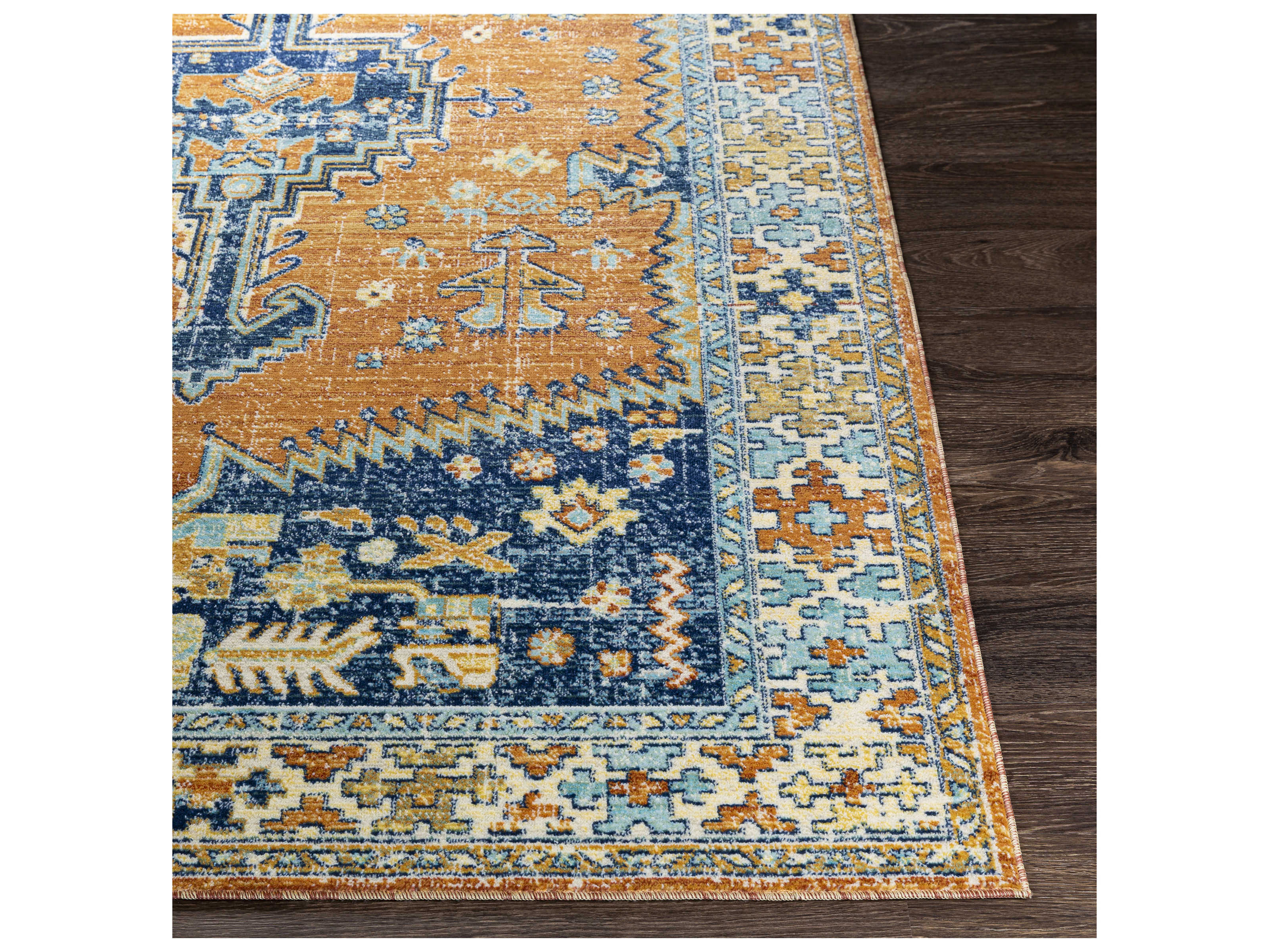 Surya Bodrum Ivory / Burnt Orange / Saffron Silver Gray / Navy / Aqua