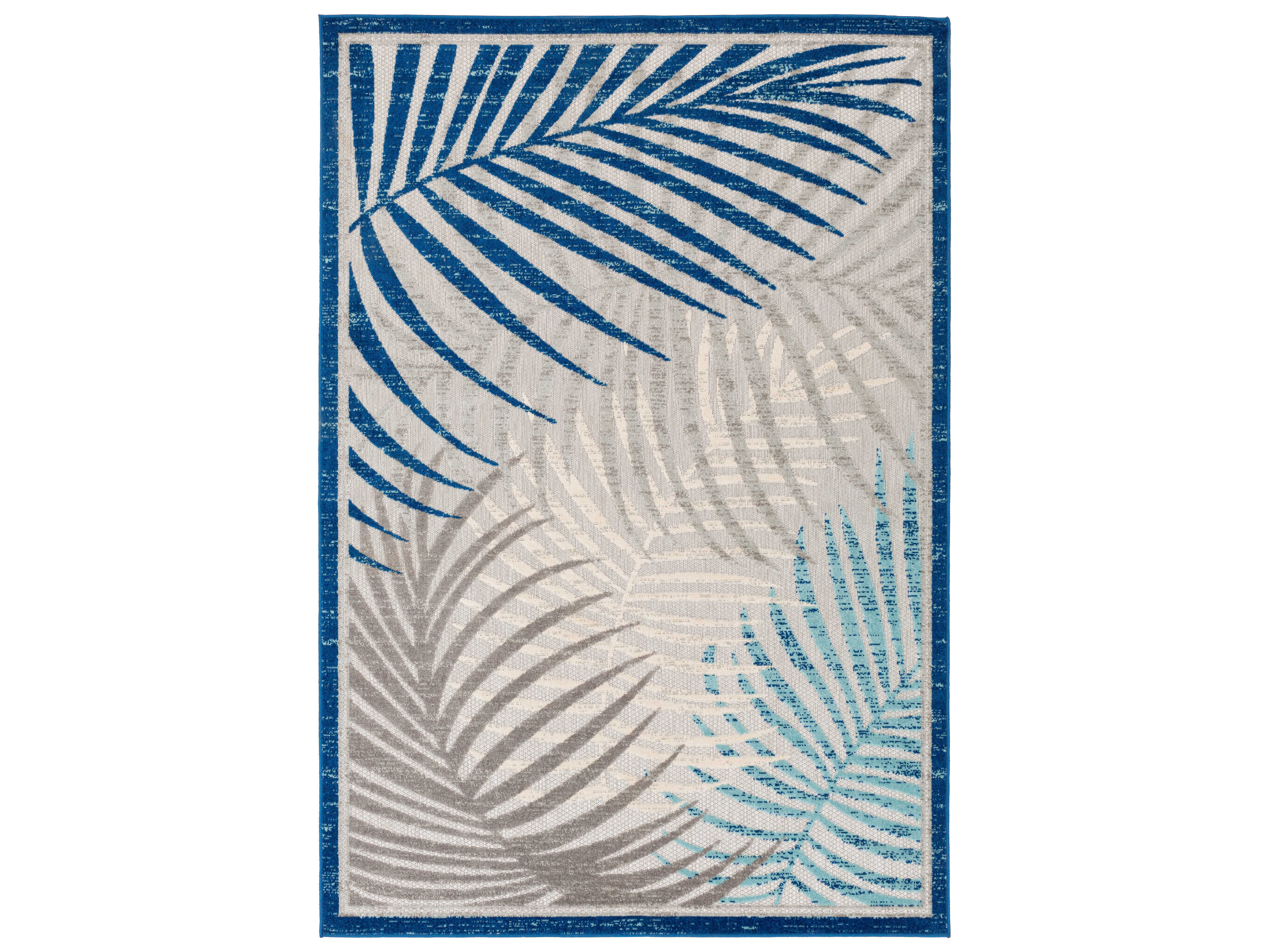 Surya Big Sur Dark Blue / Aqua / Light Gray Rectangular Area Rug