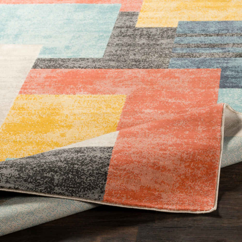 Surya City Coral / Mustard / Light Gray / Aqua Runner Area Rug SYCIT2342RUN