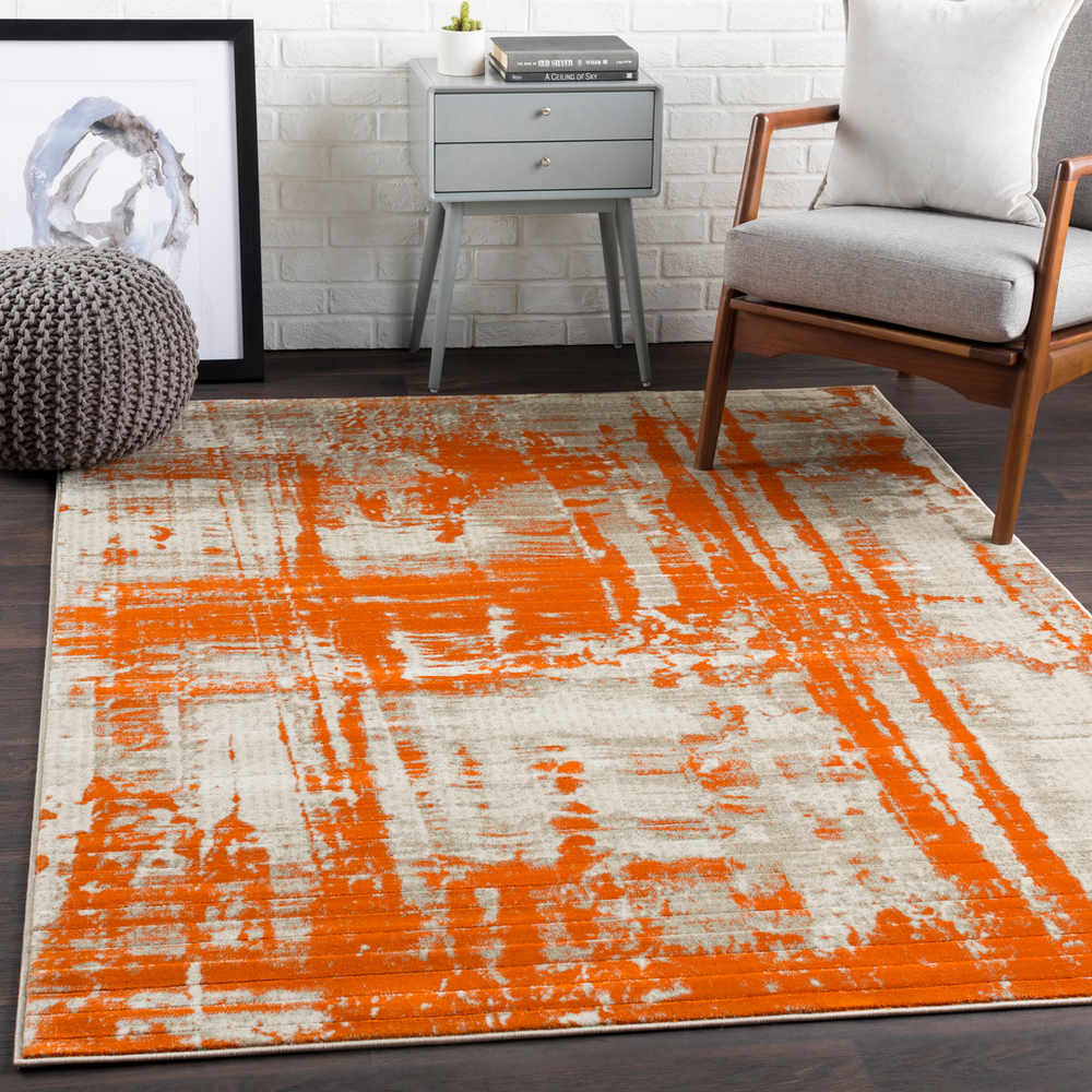 Surya Jax Rectangular Light Gray Burnt Orange Area Rug SYJAX5032REC
