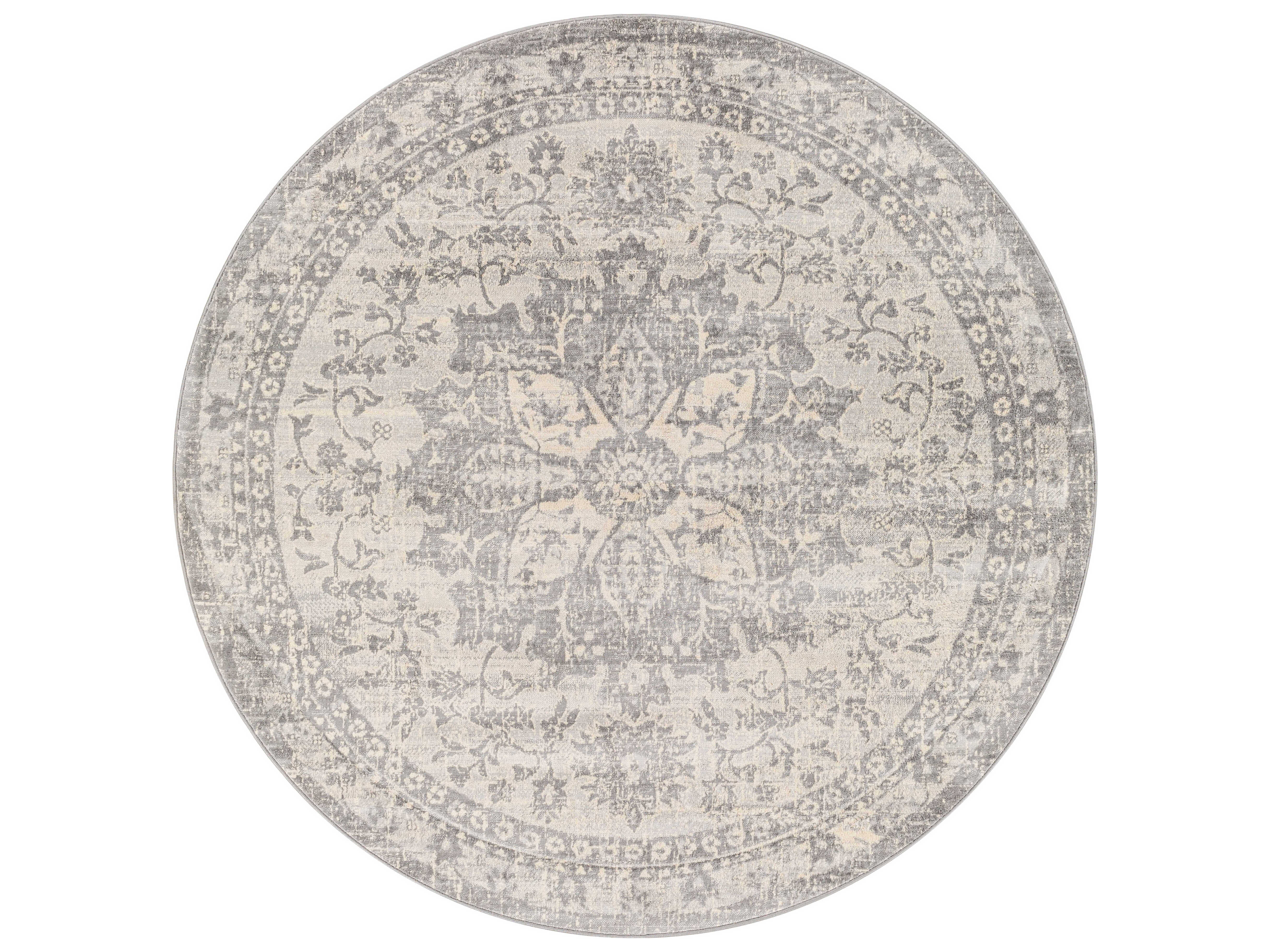 Surya Monaco Silver Gray / Ivory Round Area Rug SYMOC2328ROU