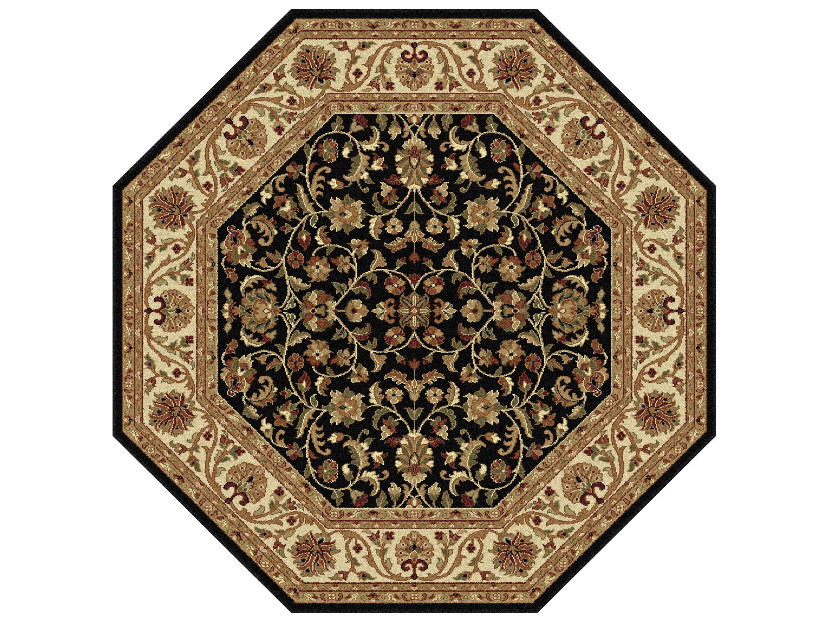Tayse Rugs Sensation Ventura Octagon Black Area Rug TA4813BLACKOCT