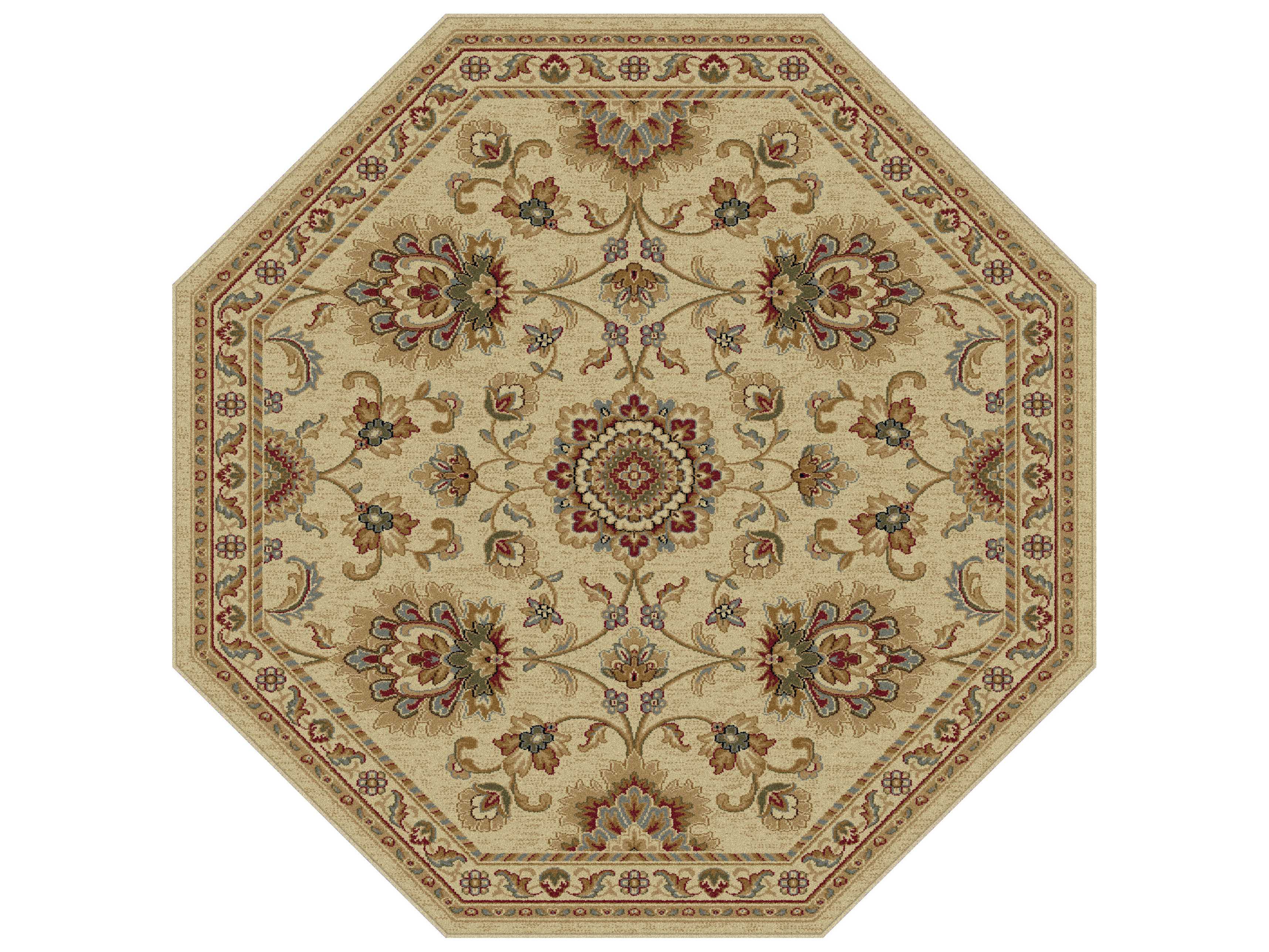 Tayse Rugs Sensation Charlotte Octagon Ivory Area Rug TA4852IVORYOCT