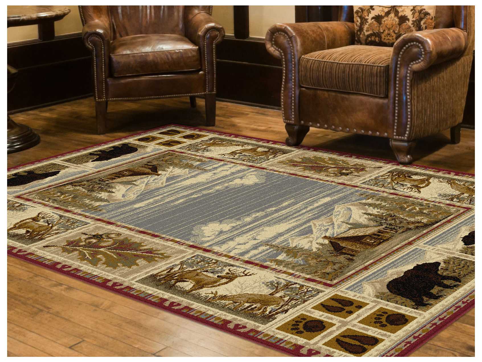 Tayse Rugs Nature Lakeside Retreat Rectangular Red Area Rug TA6700RED