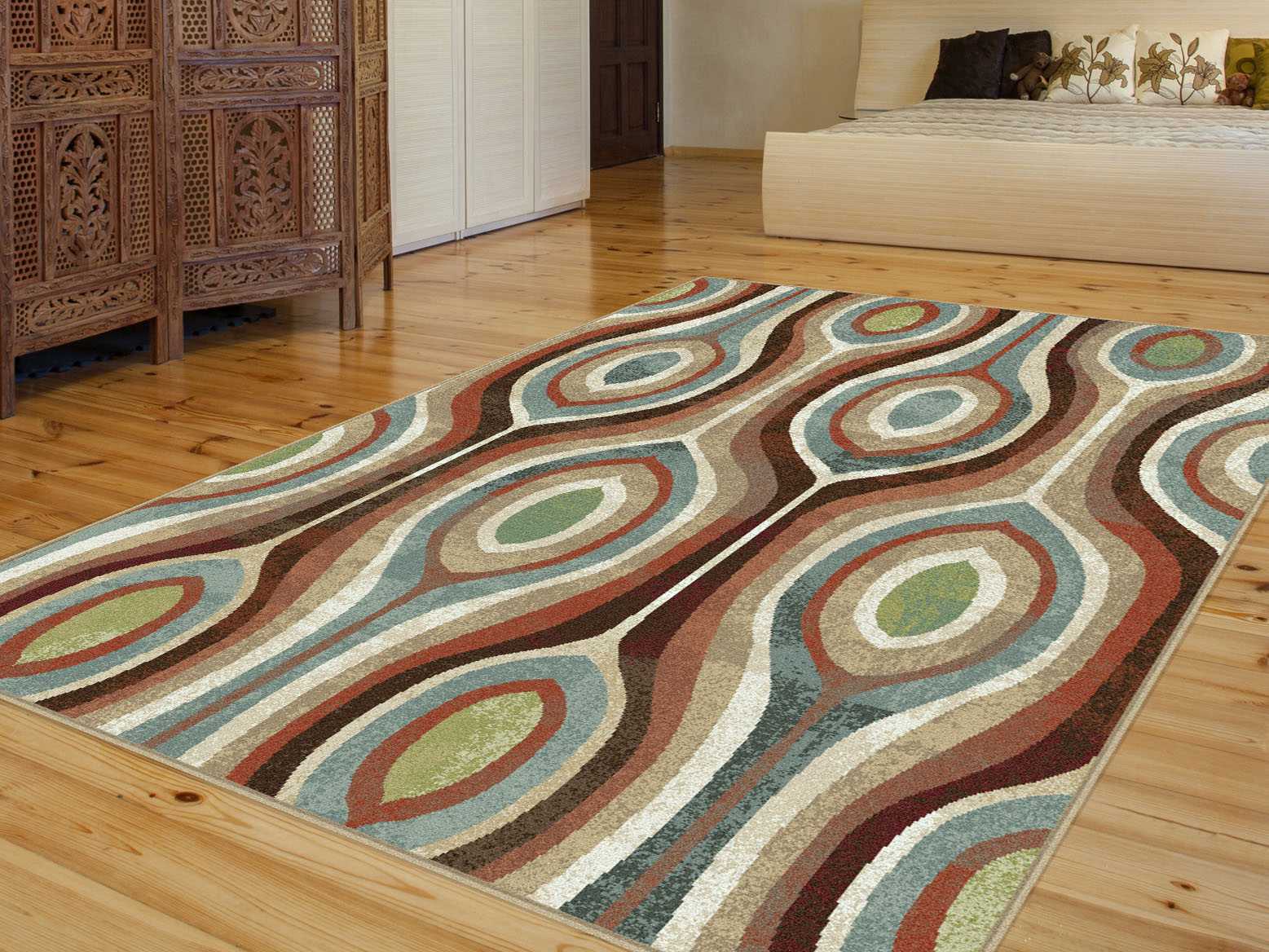 Tayse Capri Rectangular Beige, Rust, Green, Seafoam, Mocha, Ivory