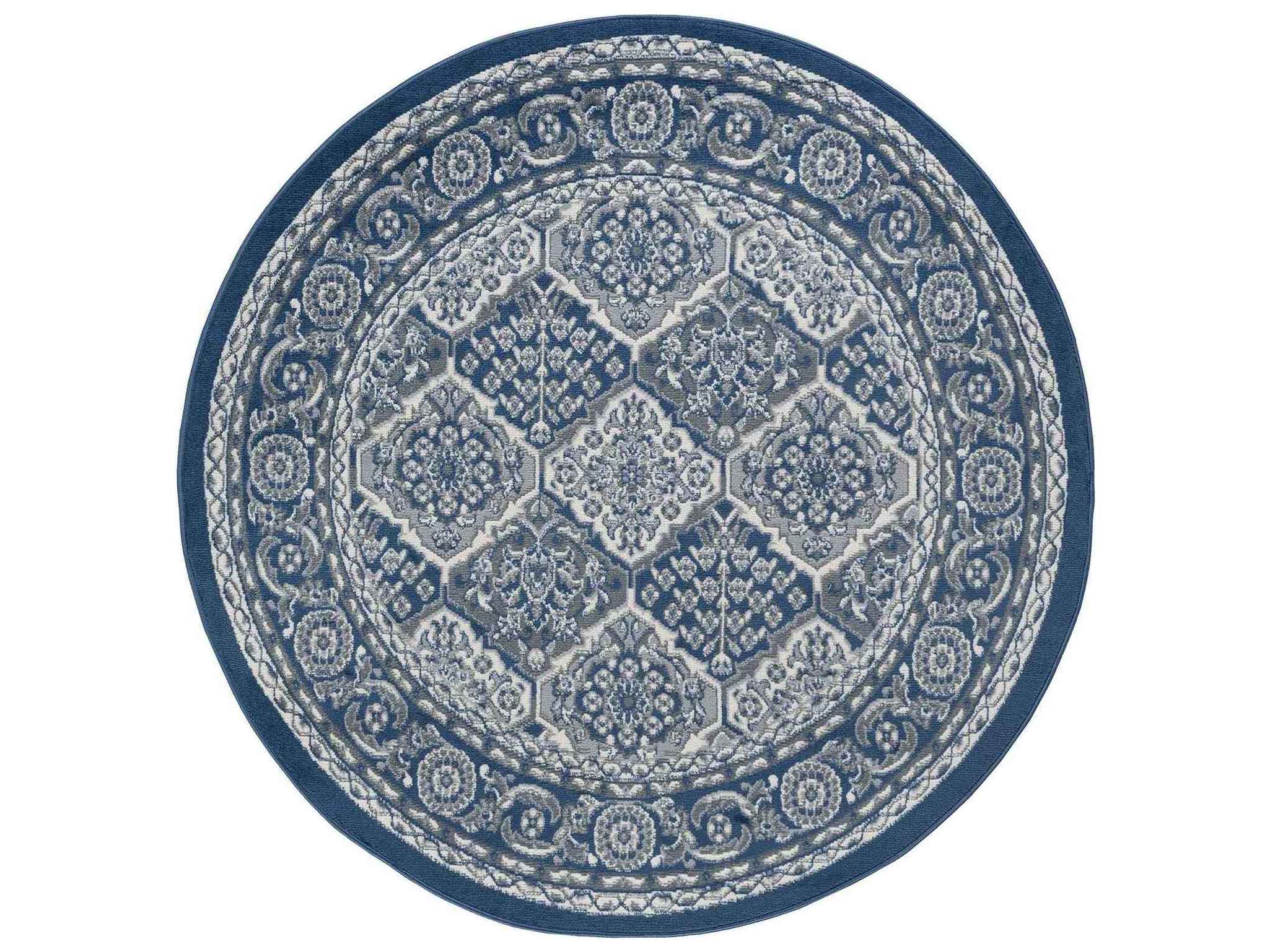Tayse Rugs Hampton Oxnard Navy Round Area Rug TAHMP4207ROU
