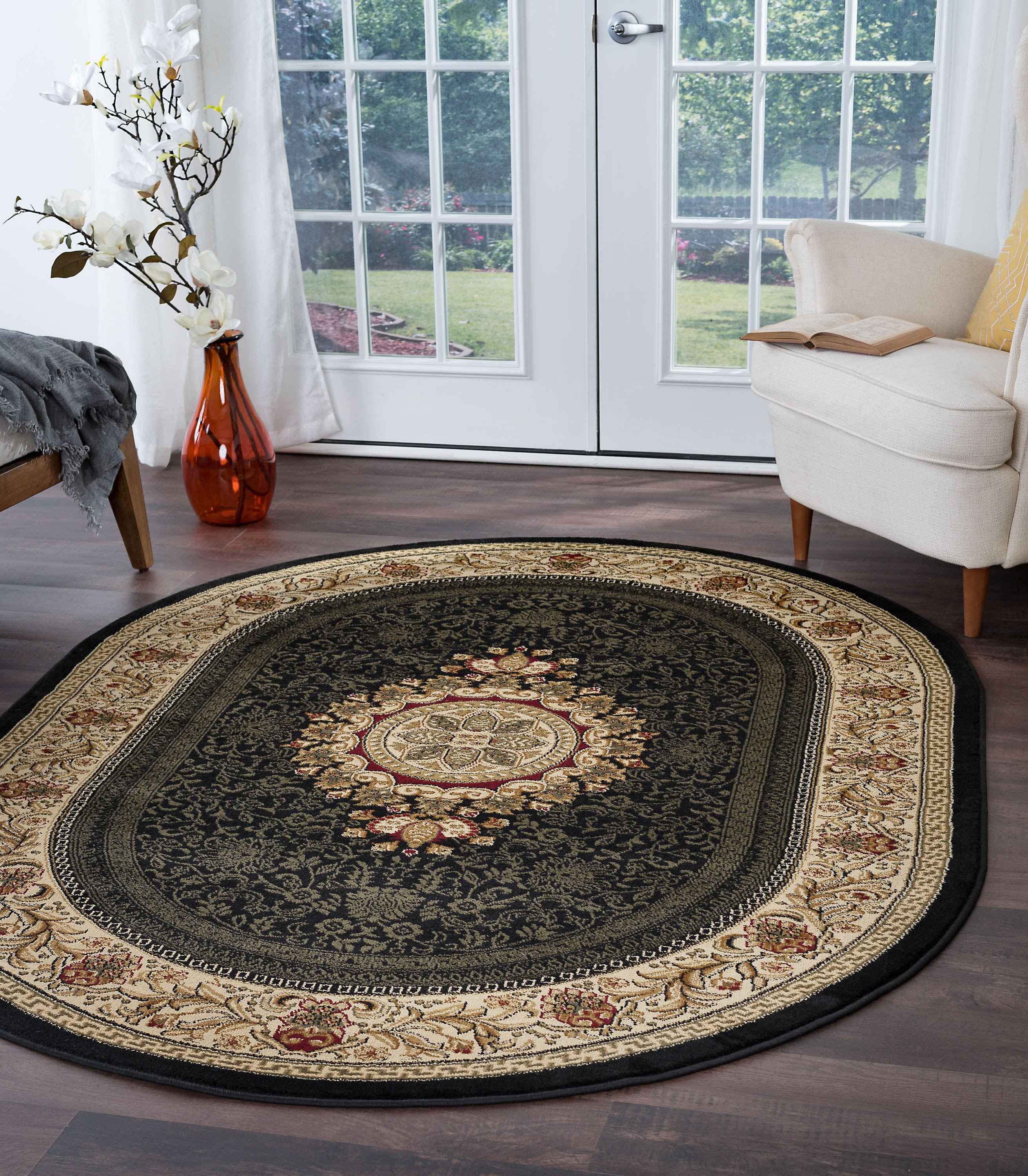 Tayse Rugs Sensation Jayden Black Oval Area Rug TASNS4673OVA