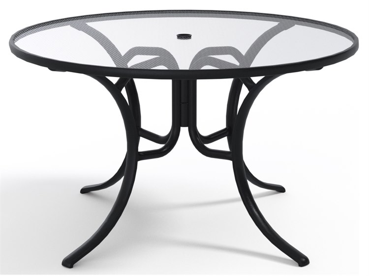 Telescope Casual Glass Top Aluminum 48'' Wide Round Dining Table with
