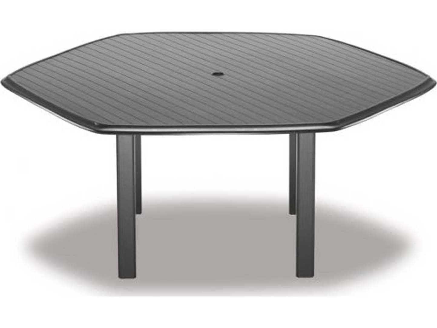 Telescope Casual Aluminum Slat Top 64 Hexagon Dining Height Table with Hole 3100DIN
