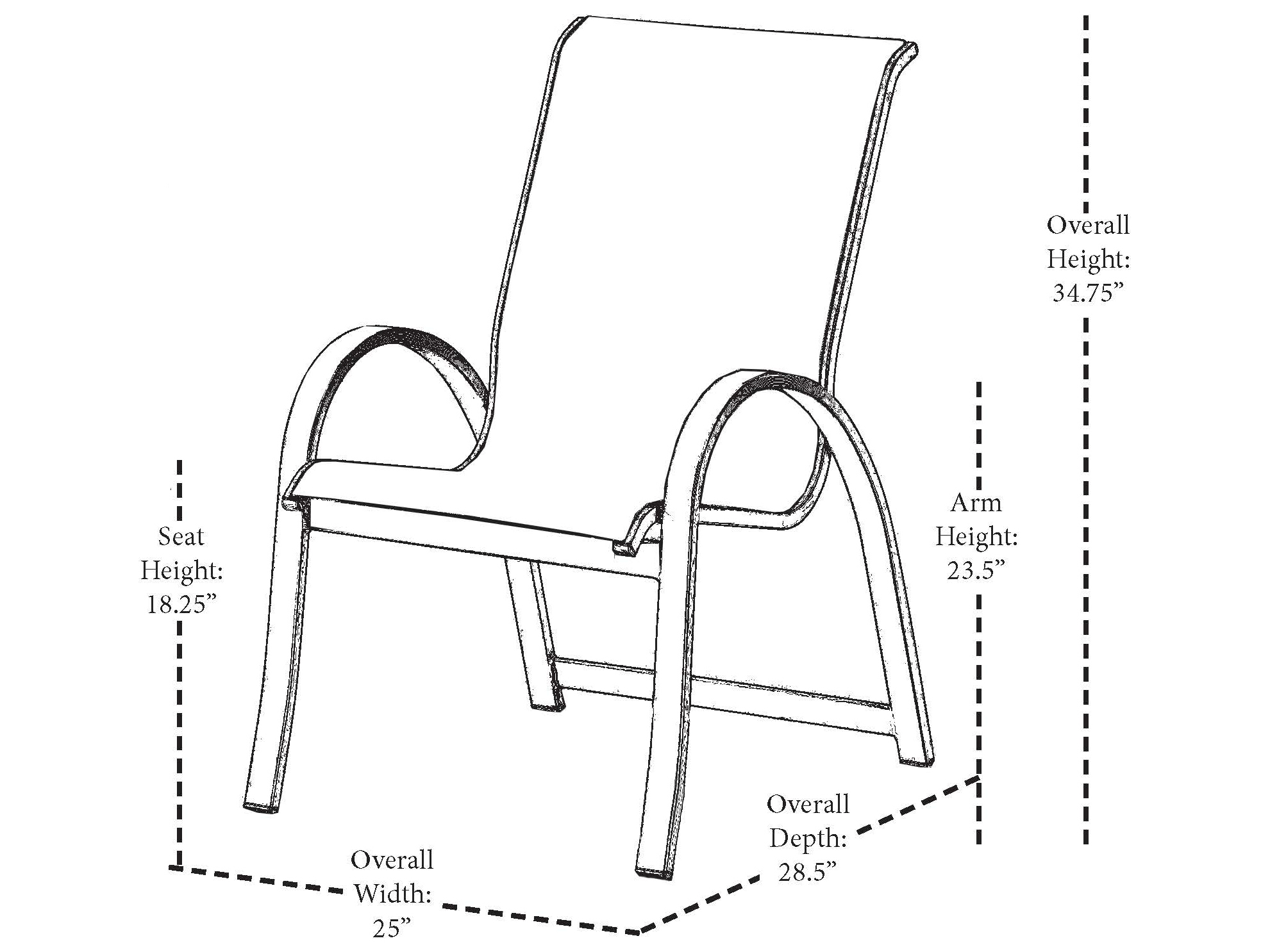 Telescope Casual Aruba II Sling Aluminum Stackable Patio Dining Arm