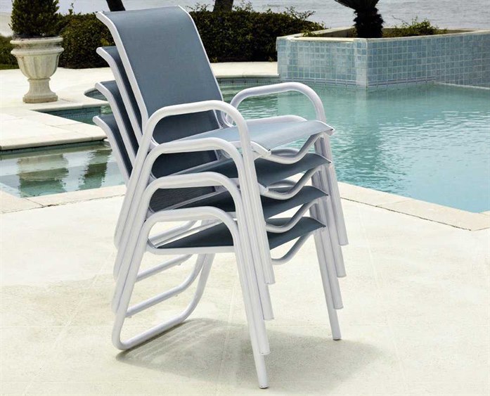 Telescope Casual Gardenella Sling Aluminum Stackable Dining Arm Chair