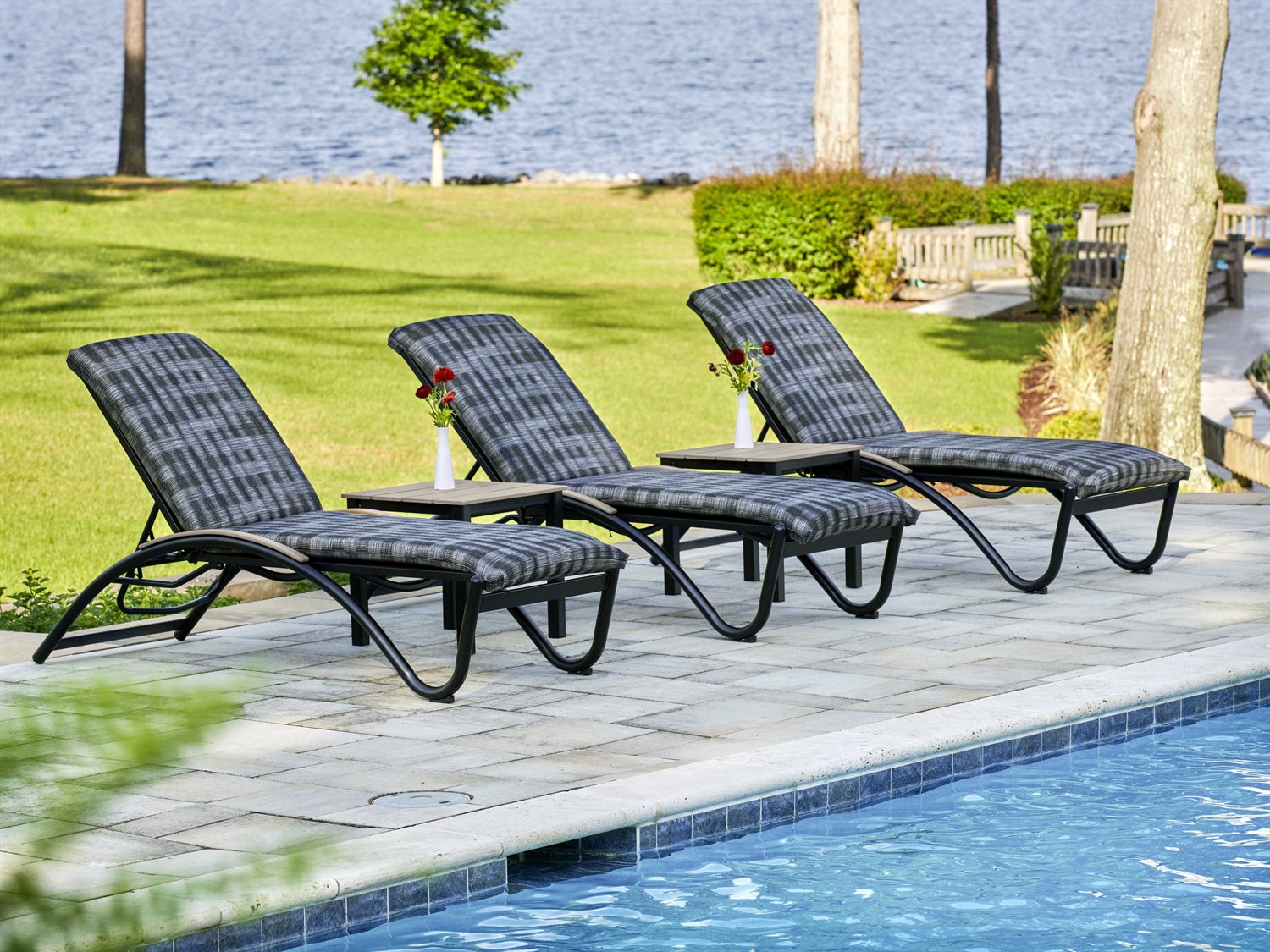 Telescope Casual Helios Sling Aluminum Stackable Patio Chaise Lounge