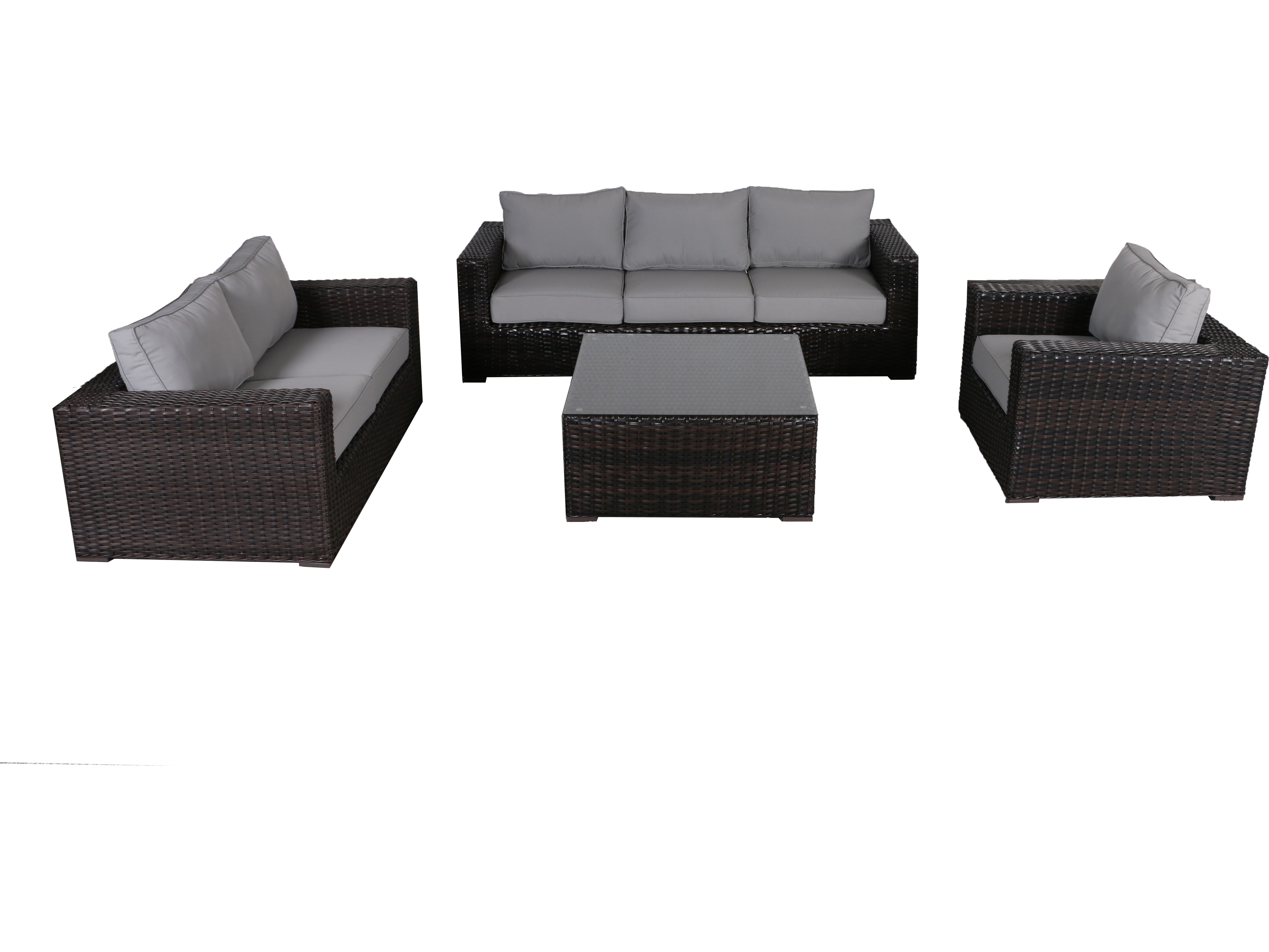 Teva Santa Monica Wicker Rattan Deep Seating Set in Grey Fabric TE105DSS