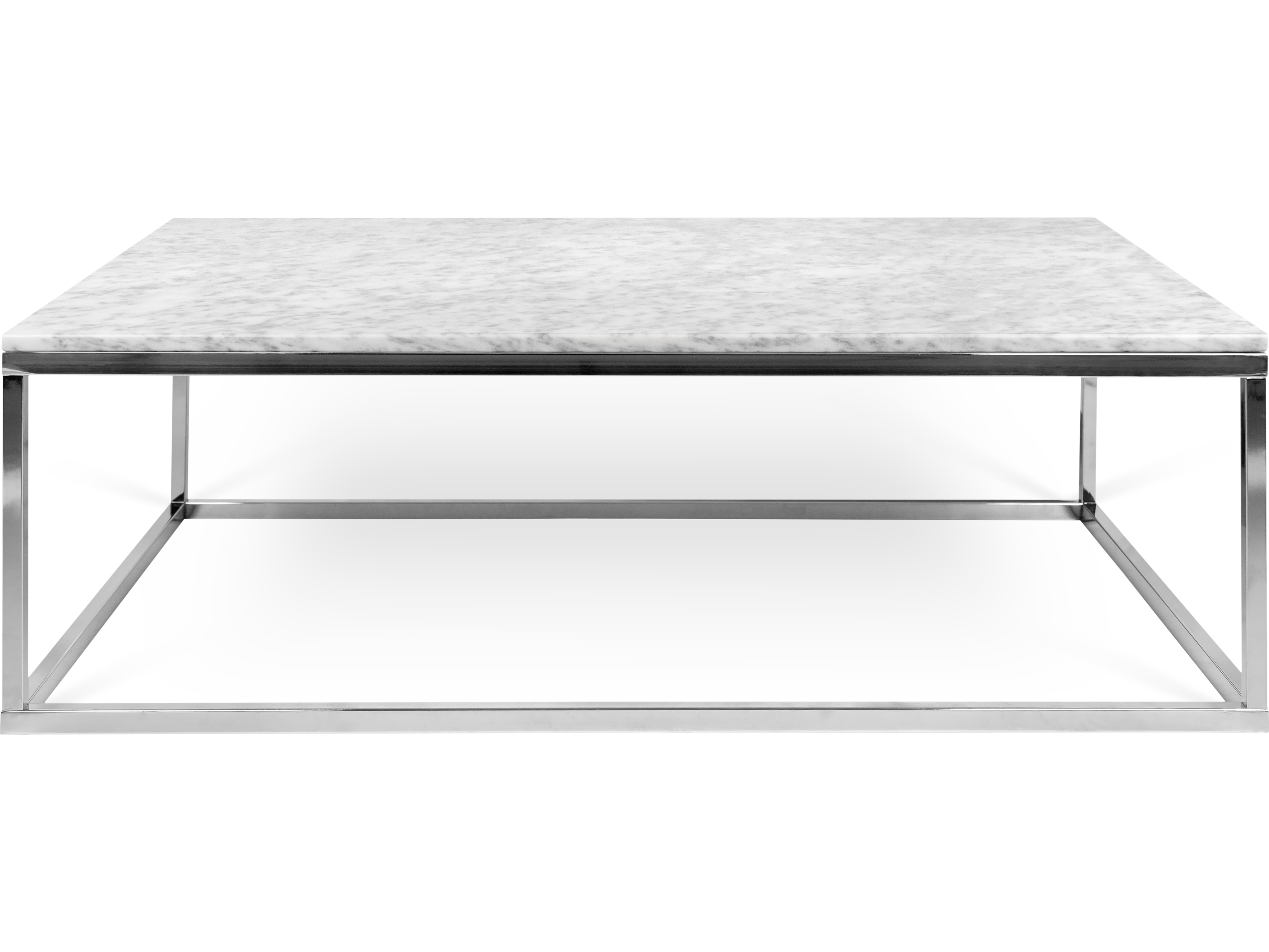 TemaHome Prairie 47" Rectangular White Marble Top chrome Legs Coffee