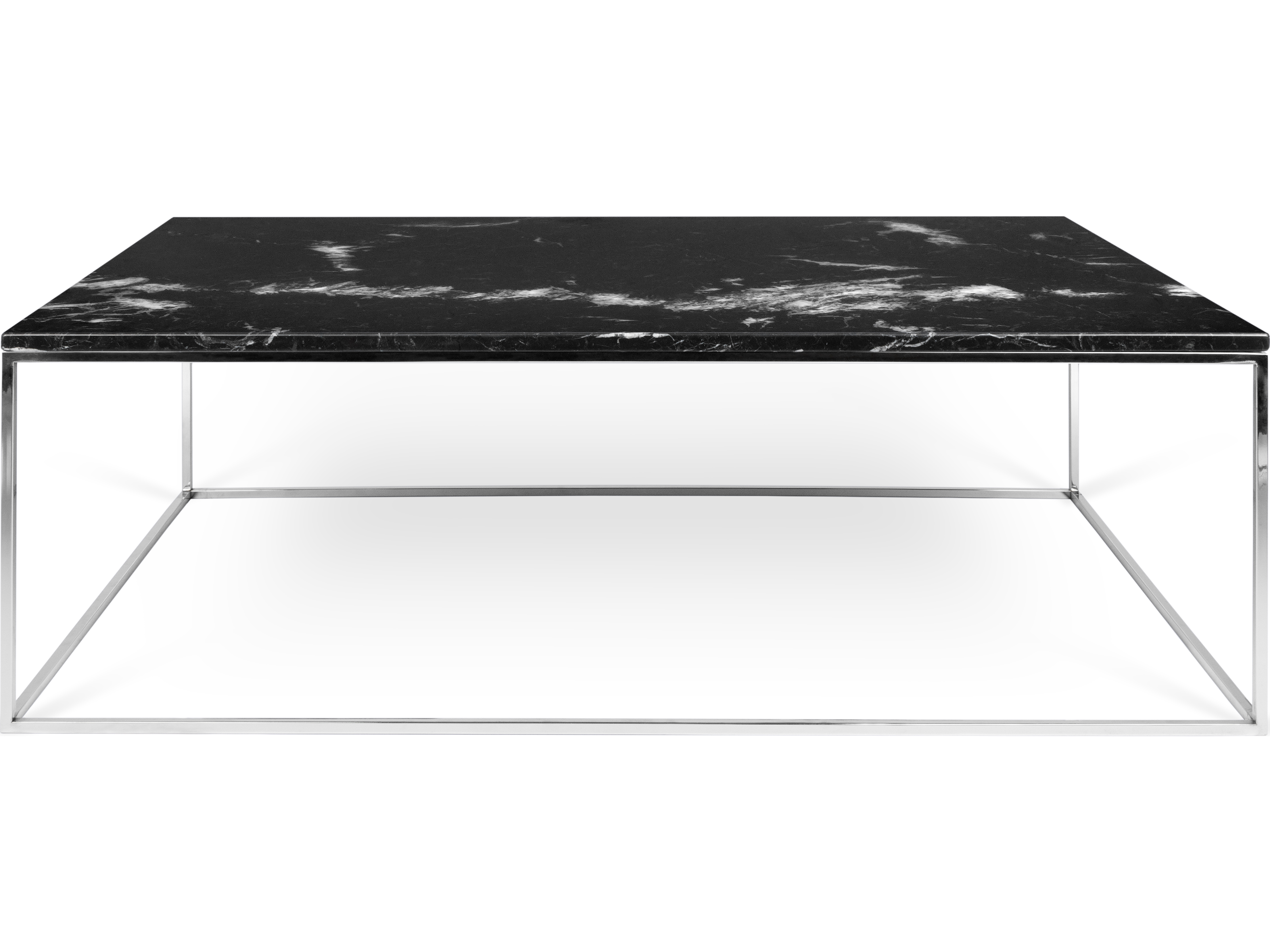 TemaHome Gleam 47" Rectangular Black Marble Chrome Coffee Table