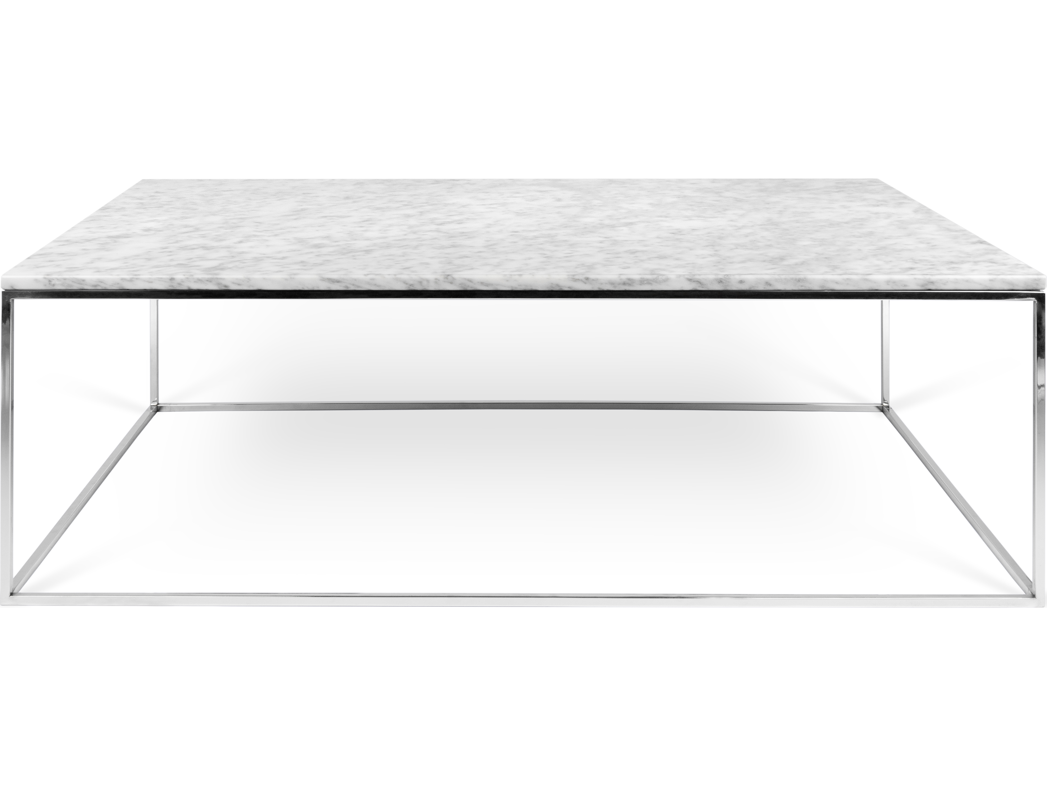 TemaHome Gleam 47" Rectangular White Marble Chrome Coffee Table