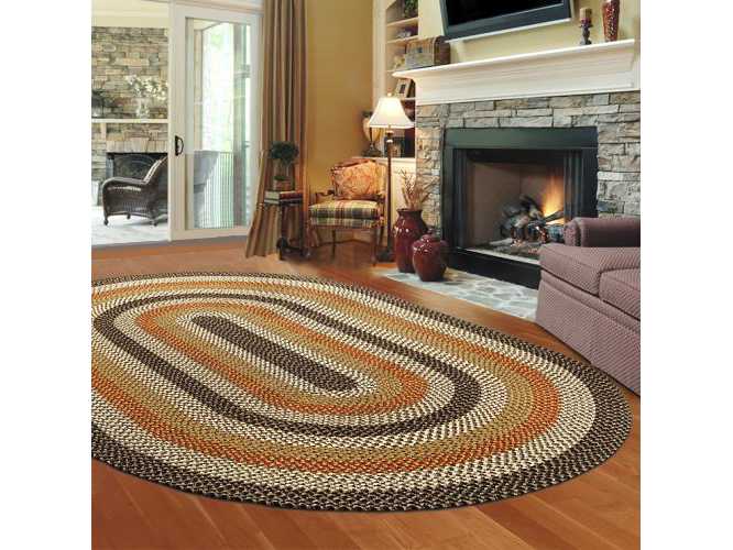 Thorndike Mills Green Mountain Log Cabin Brown Area Rug GMOVA12